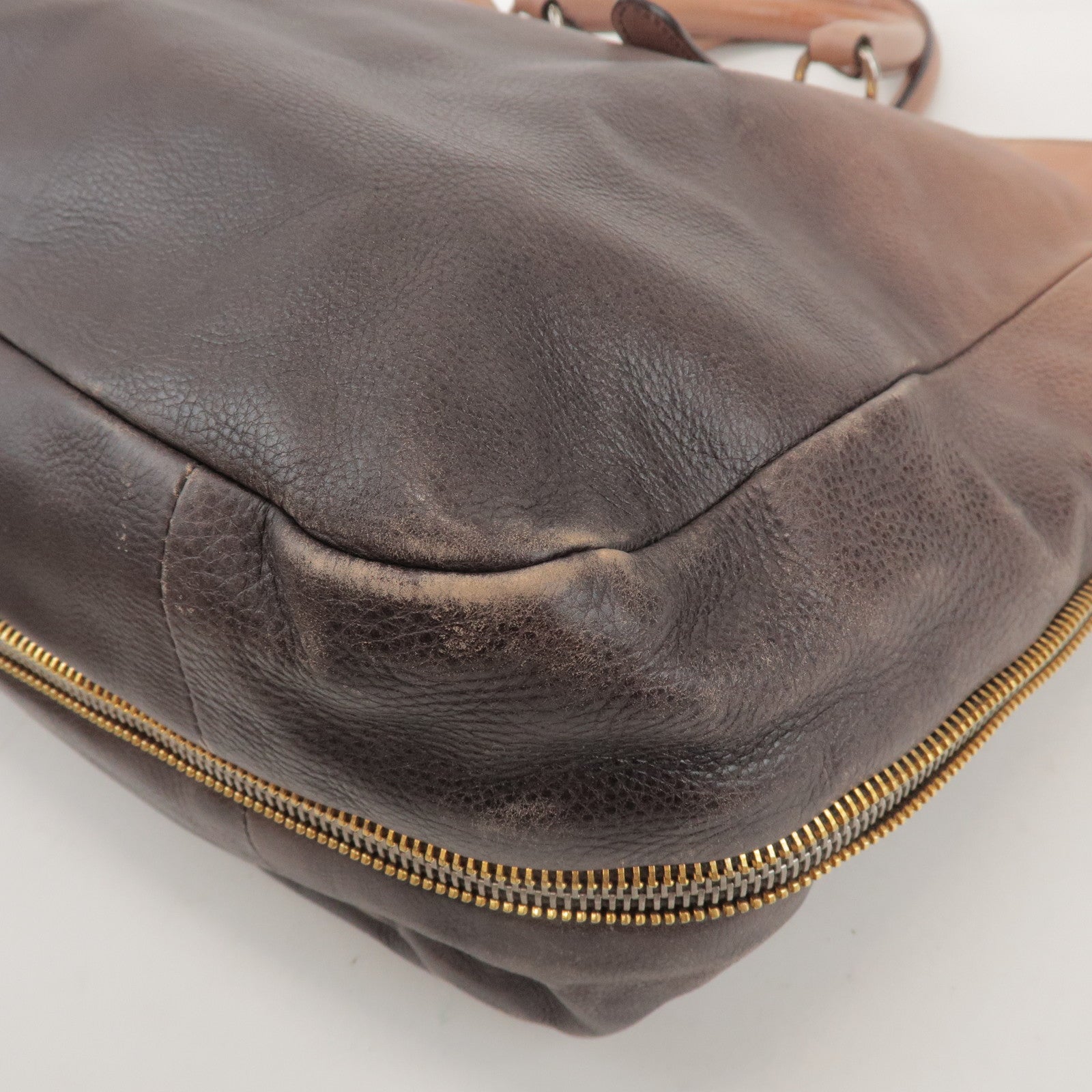 PRADA Leather 2Way Bag Hand Bag Shoulder Bag Brown BN1592
