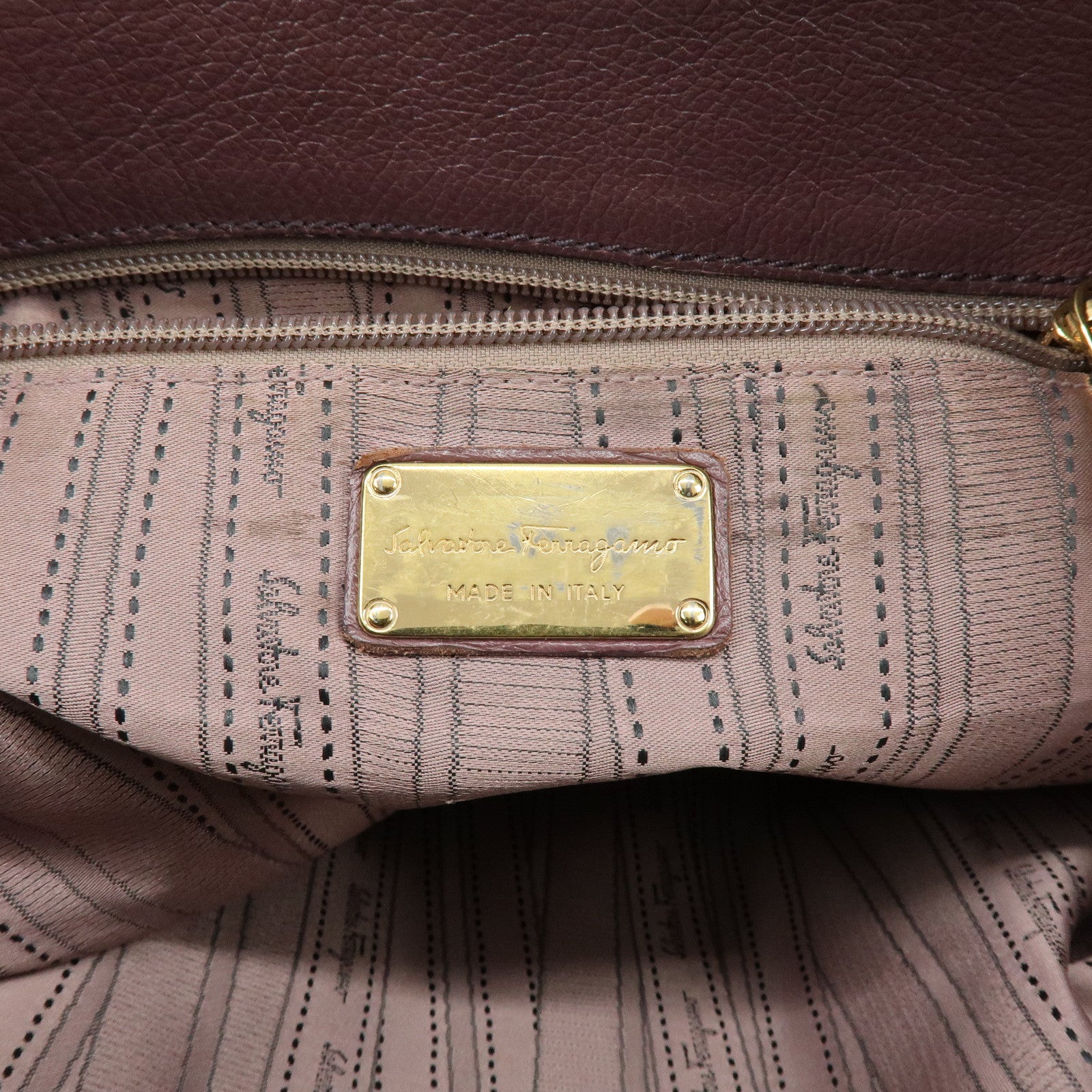 Ferragamo Gancini Leather Tote Bag Hand Bag Light Purple