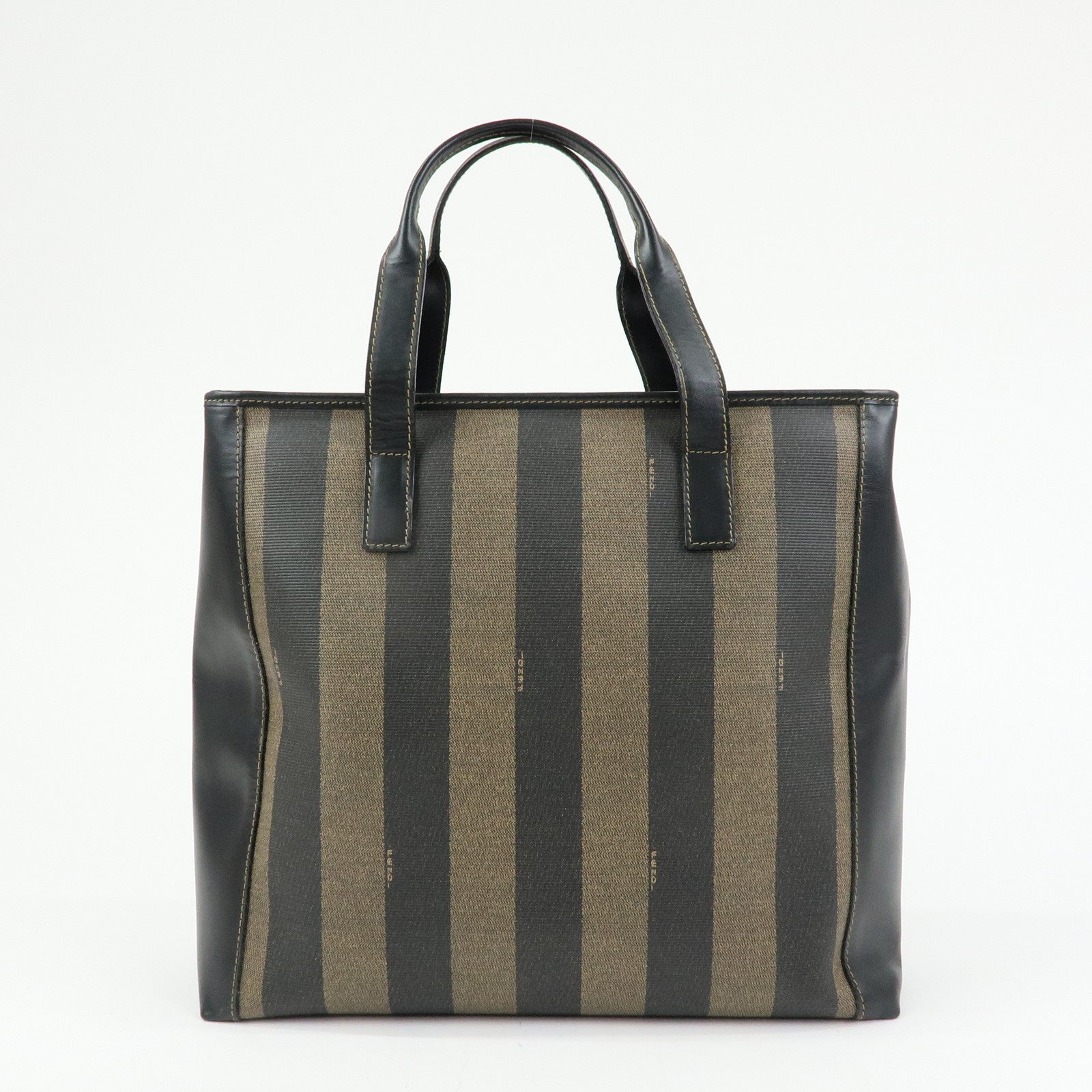 FENDI Pequin PVC Leather 2Way Bag Tote Bag Black Brown 14457