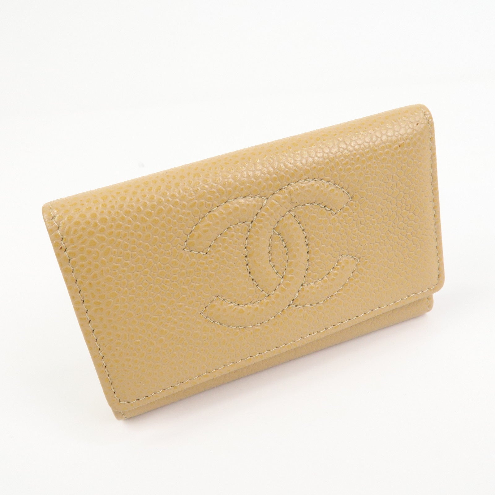 CHANEL COCO Mark Caviarskin Key Case Key Holder Light Brown