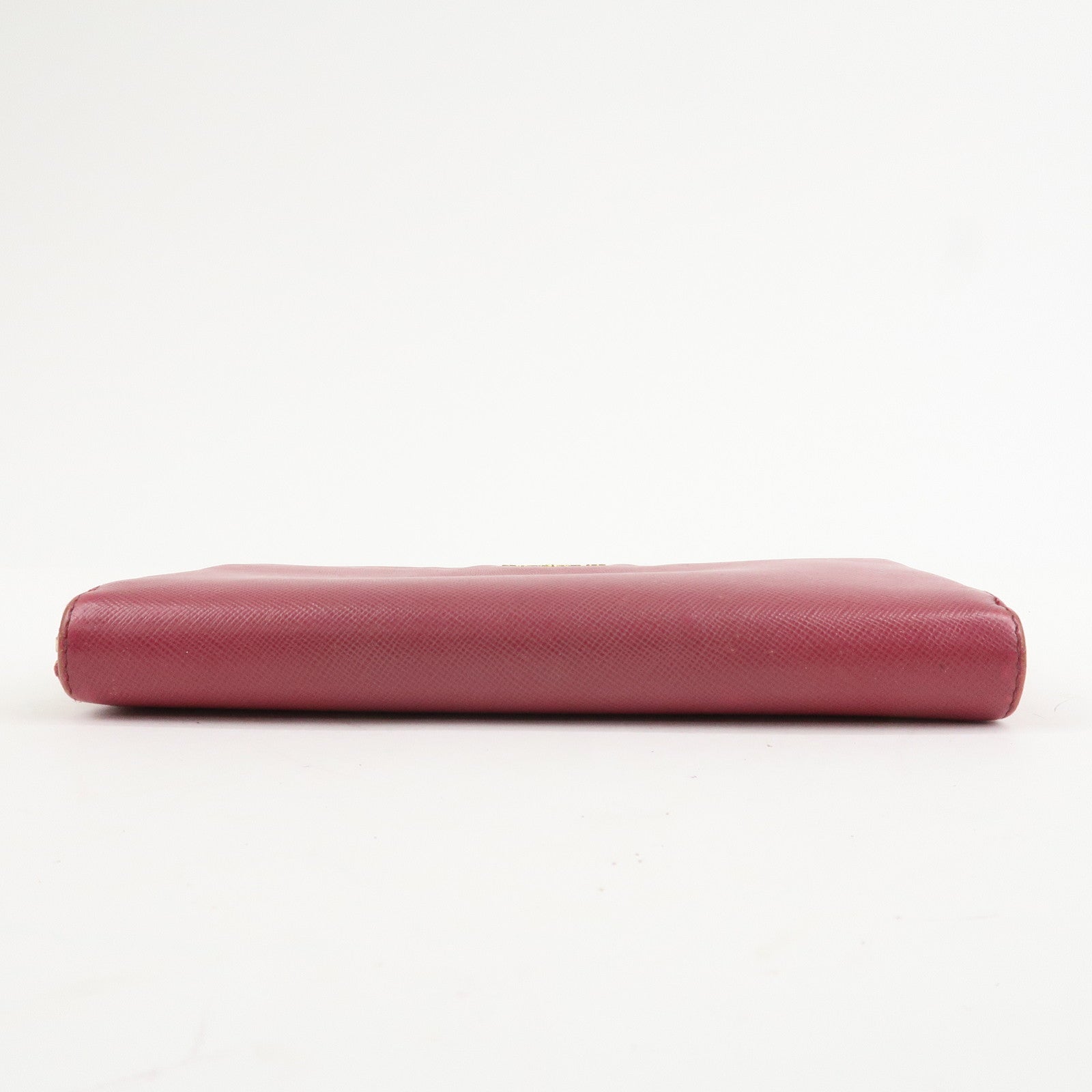 PRADA Logo Saffiano Leather Round Zippy Long Wallet Pink 1M0506 Used