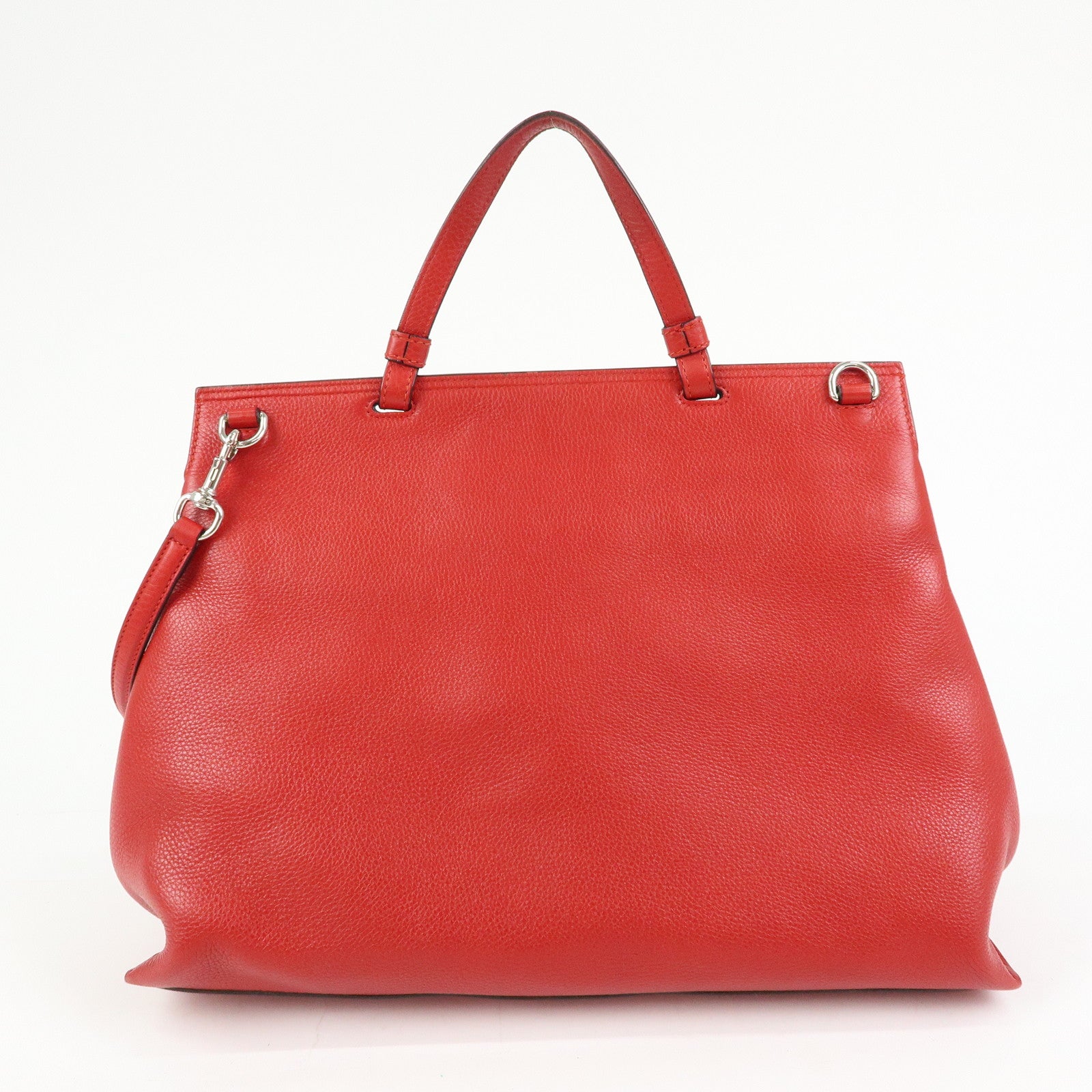 GUCCI Bamboo Leather 2Way Bag Hand Bag Shoulder Bag Red 370830
