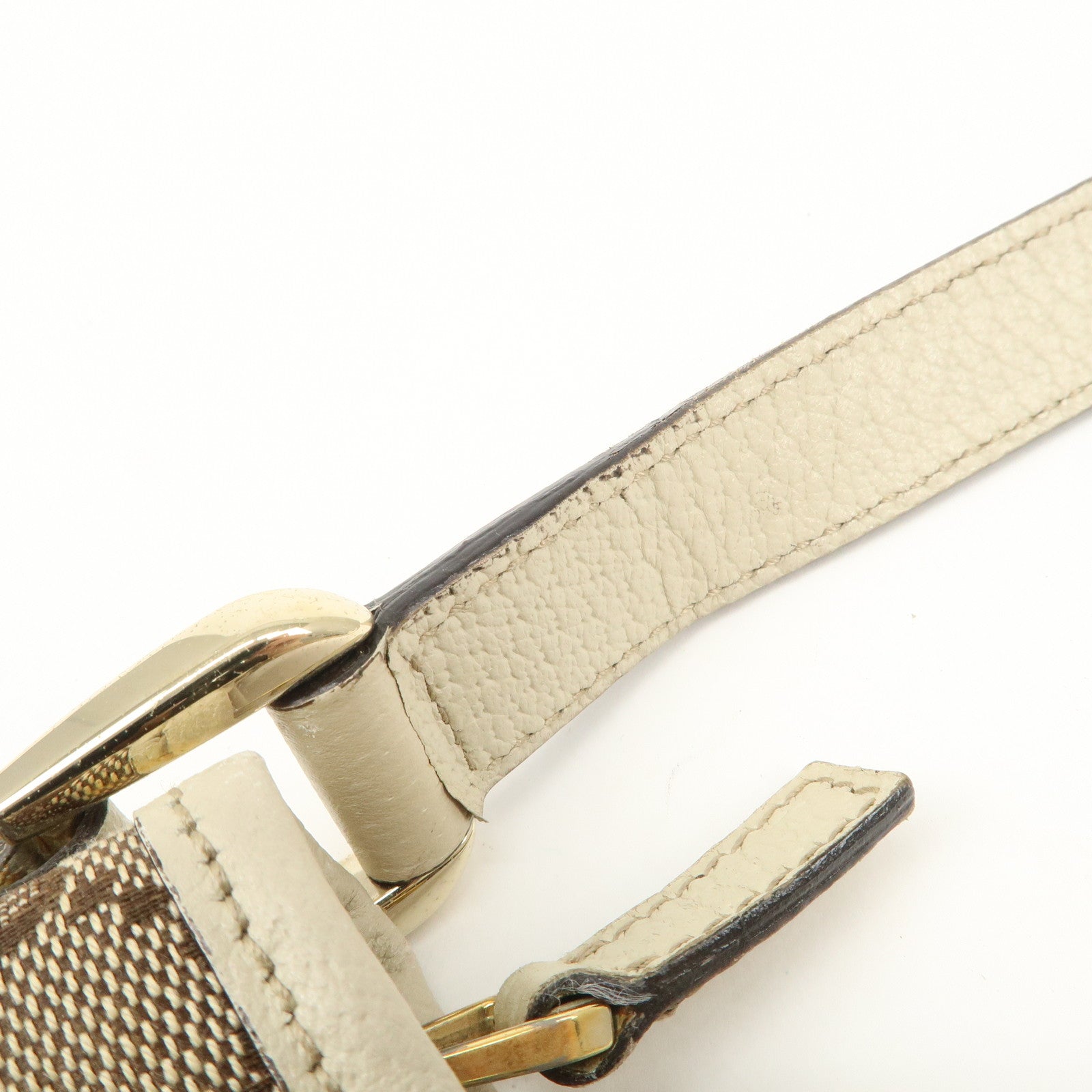 GUCCI Abbey GG Canvas Leather Shoulder Bag Beige Ivory 131326