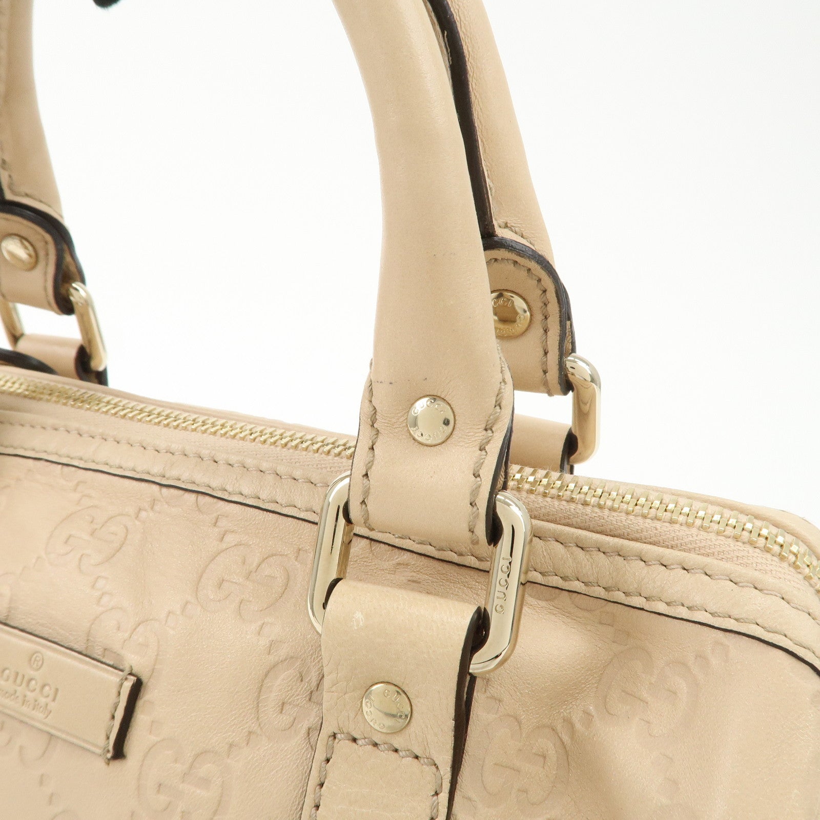 GUCCI Guccissima Leather Mini Boston Bag Pink Beige 193604