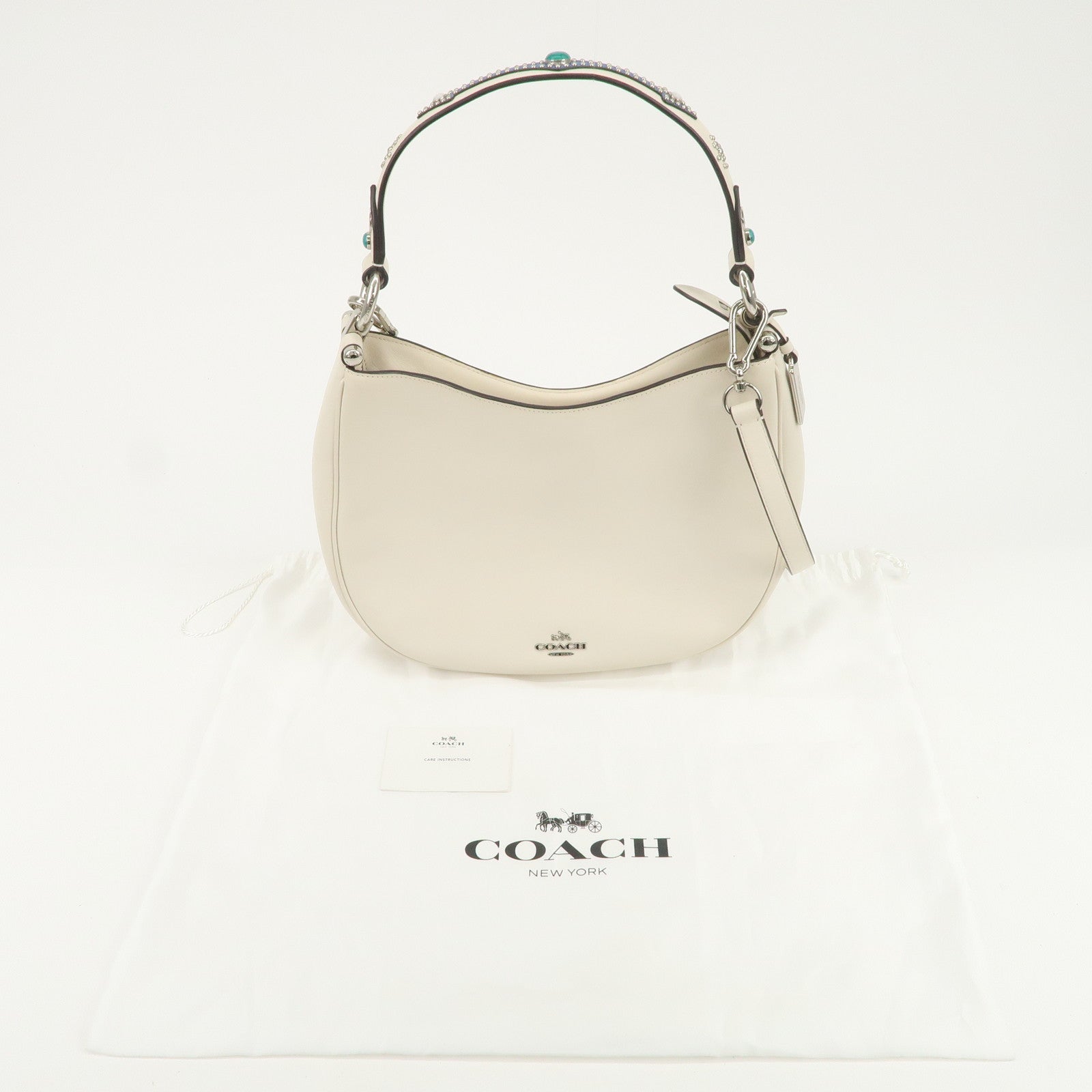 COACH Logo Calf Leather 2Way Bag Shoulder Bag Hand Bag Ivory 57119