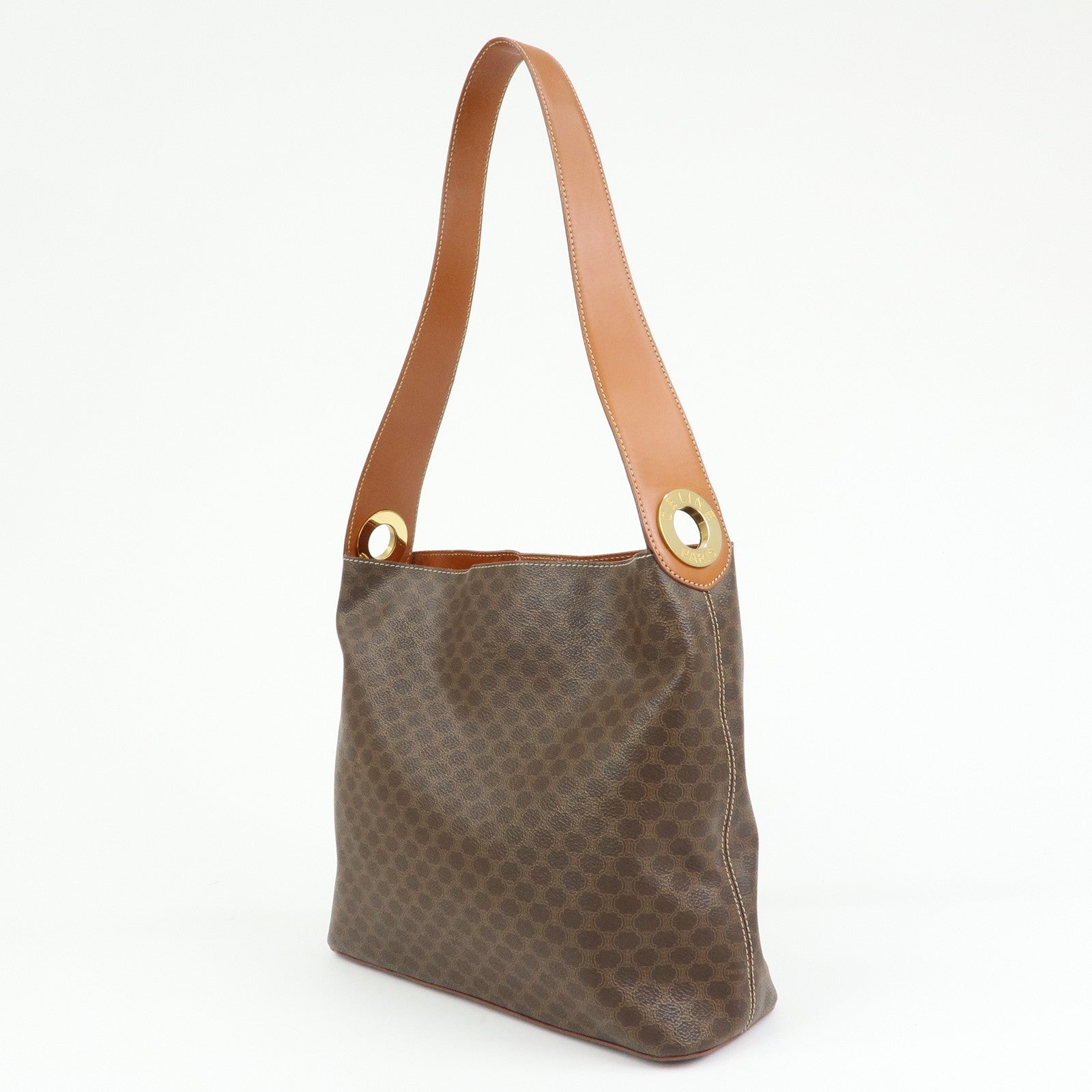 CELINE Macadam PVC Leather Shoulder Bag Hand Bag Brown