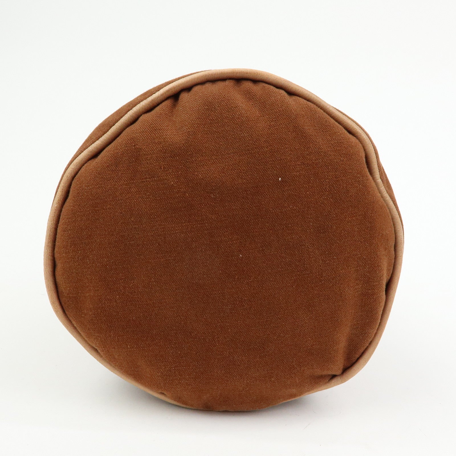 HERMES Porochon Mimil PM Canvas Leather Drawstring Backpack Brown