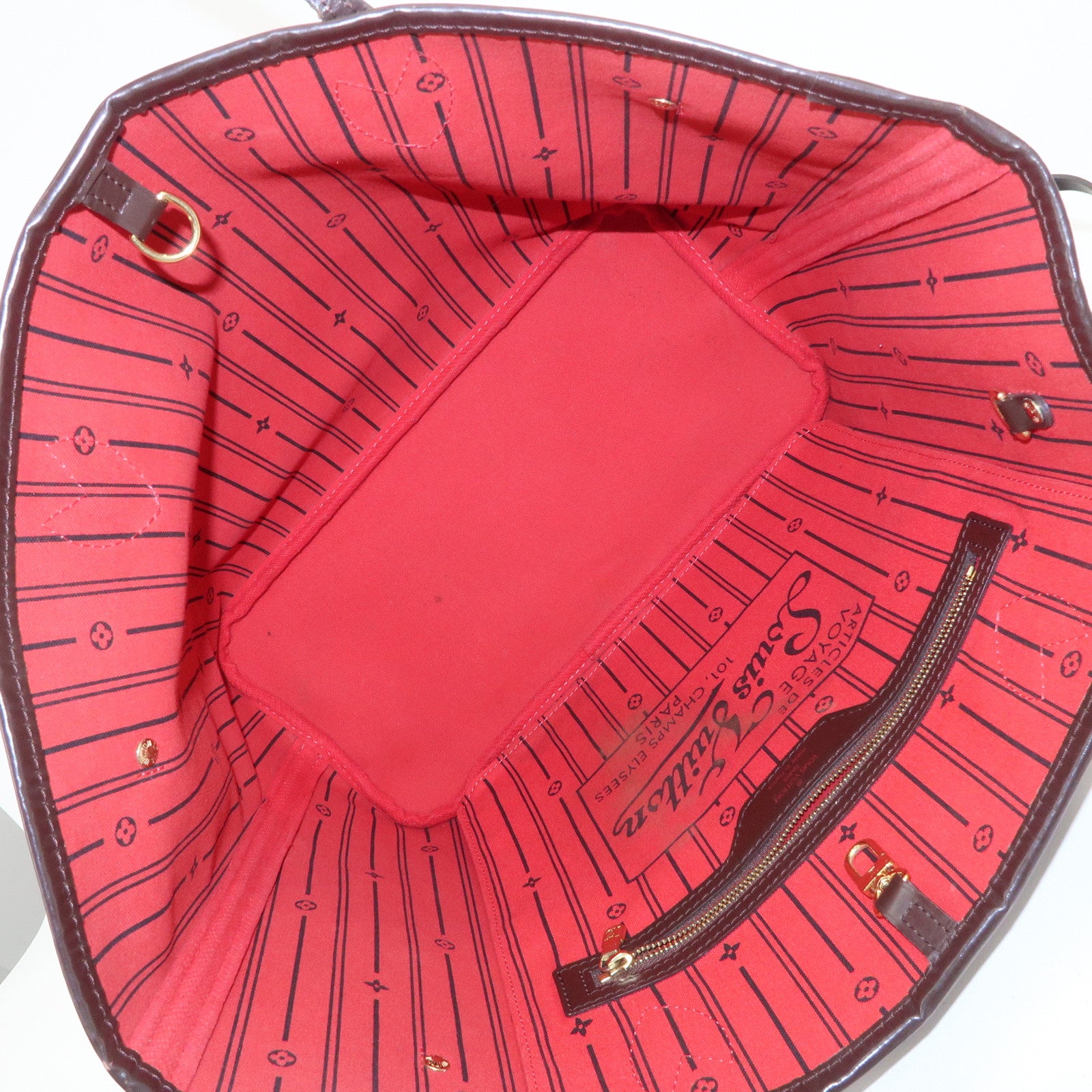 Louis Vuitton Damier Ebene Neverfull MM Tote Bag Cerise N41358