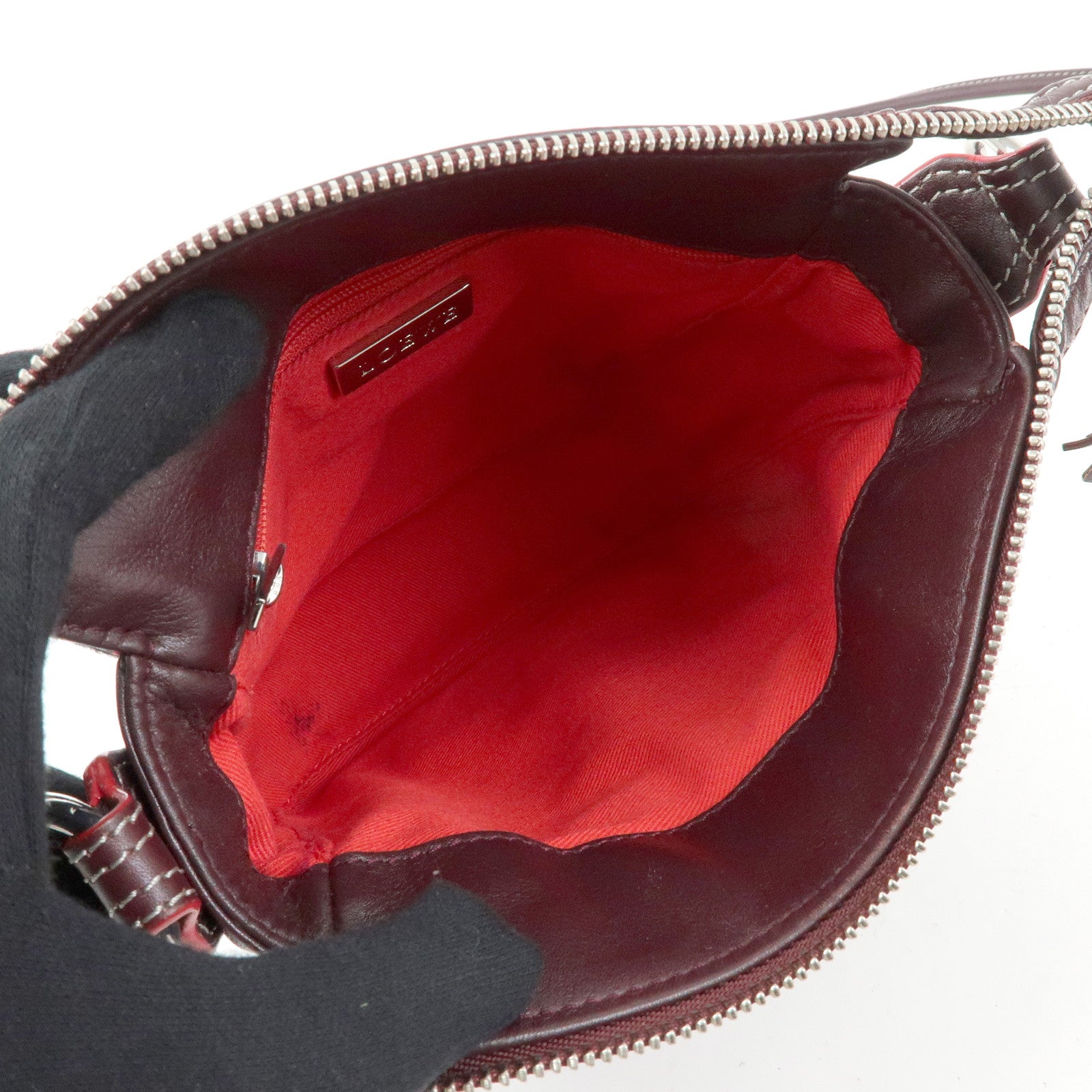 LOEWE Anagram Suede Leather Shoulder Crossbody Bag Bordeaux