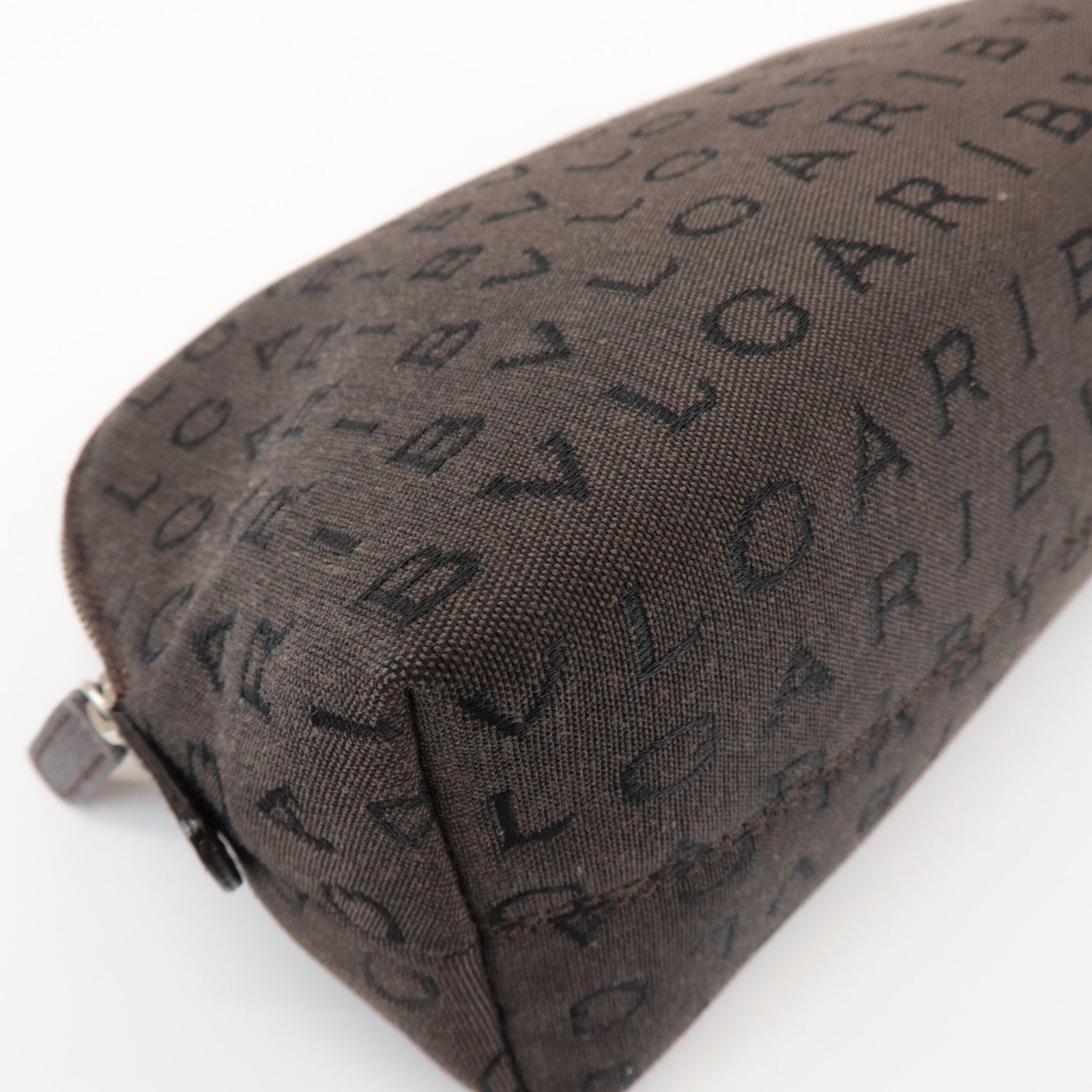 BVLGARI Logomania Canvas Pouch Cosmetic Pouch Dark Brown