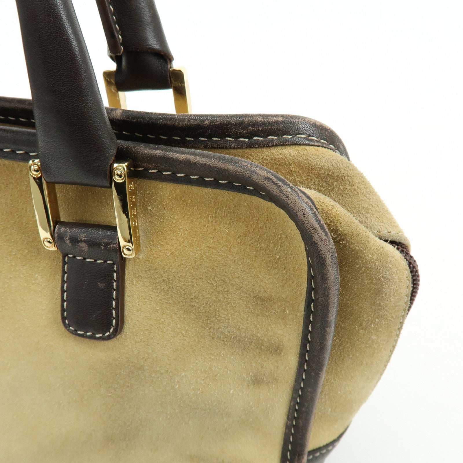 LOEWE Anagram Suede Leather Amazona 28 Hand Bag Brown