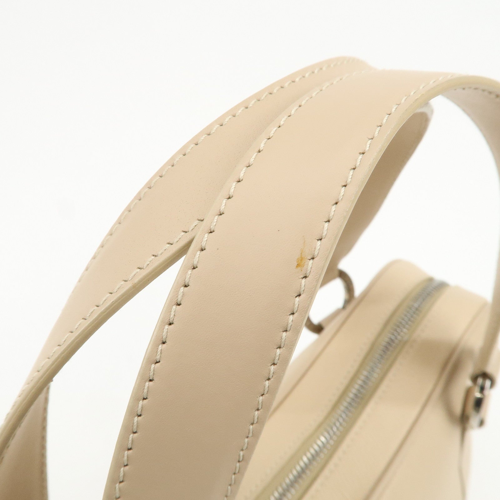 BVLGARI Logo Leather Hand Bag Shoulder Bag Beige