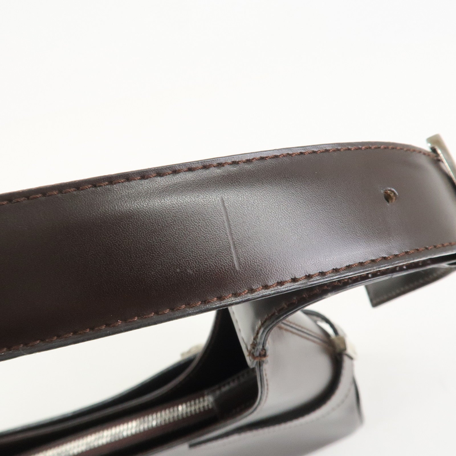 Ferragamo Gancini Leather Shoulder Bag Dark Brown AQ-21 0170