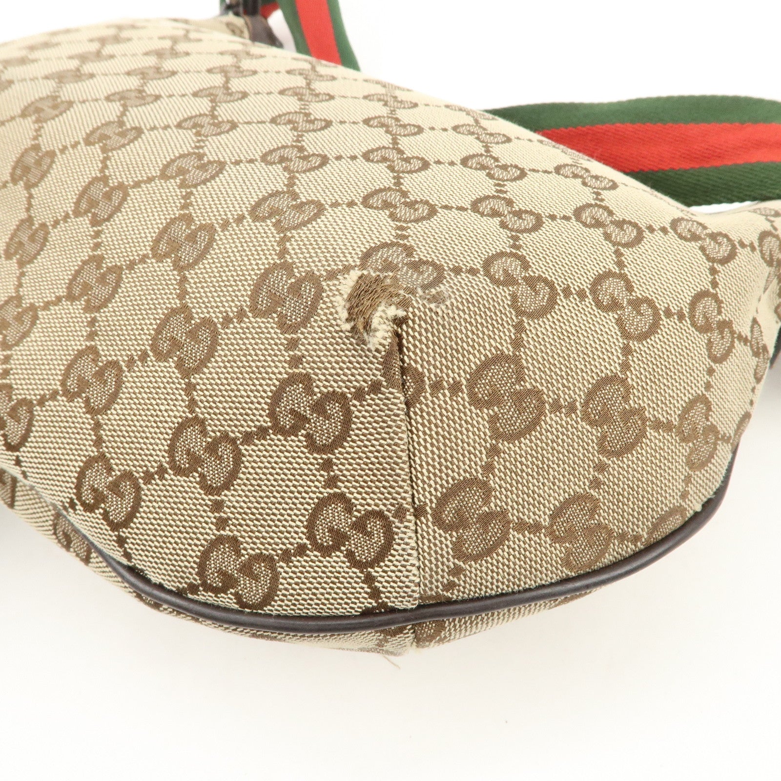 GUCCI Sherry GG Canvas Leather Shoulder Bag Beige Brown 181092 Used
