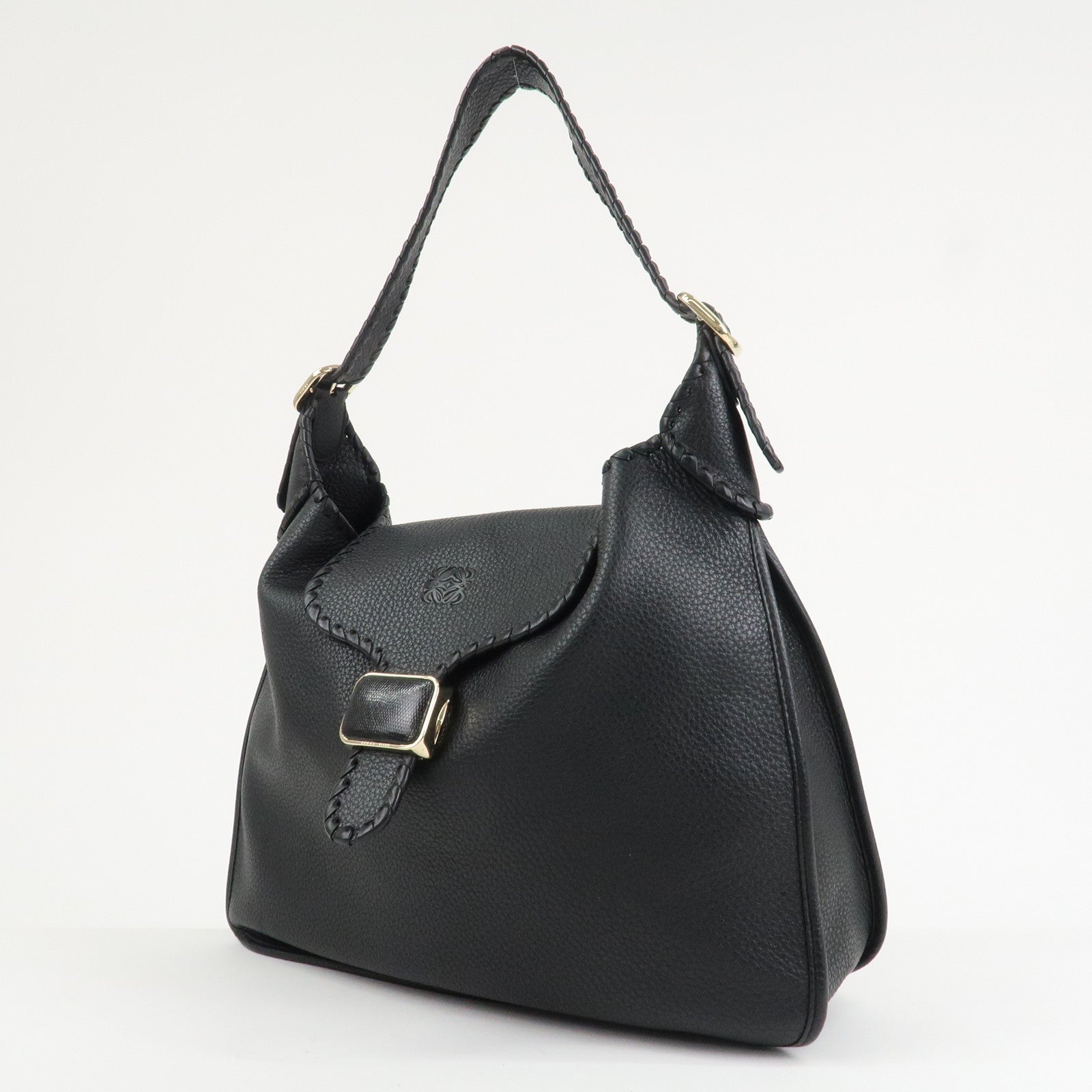 LOEWE Anagram Leather Granada Shoulder Bag Hand Bag Black