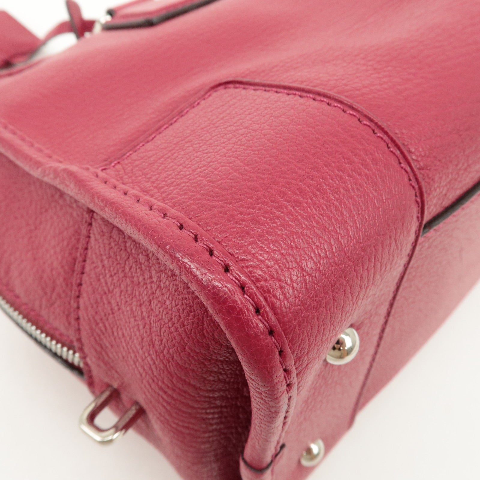 LOEWE Anagram Leather Amazona 28 Hand Bag Boston Bag Red Used