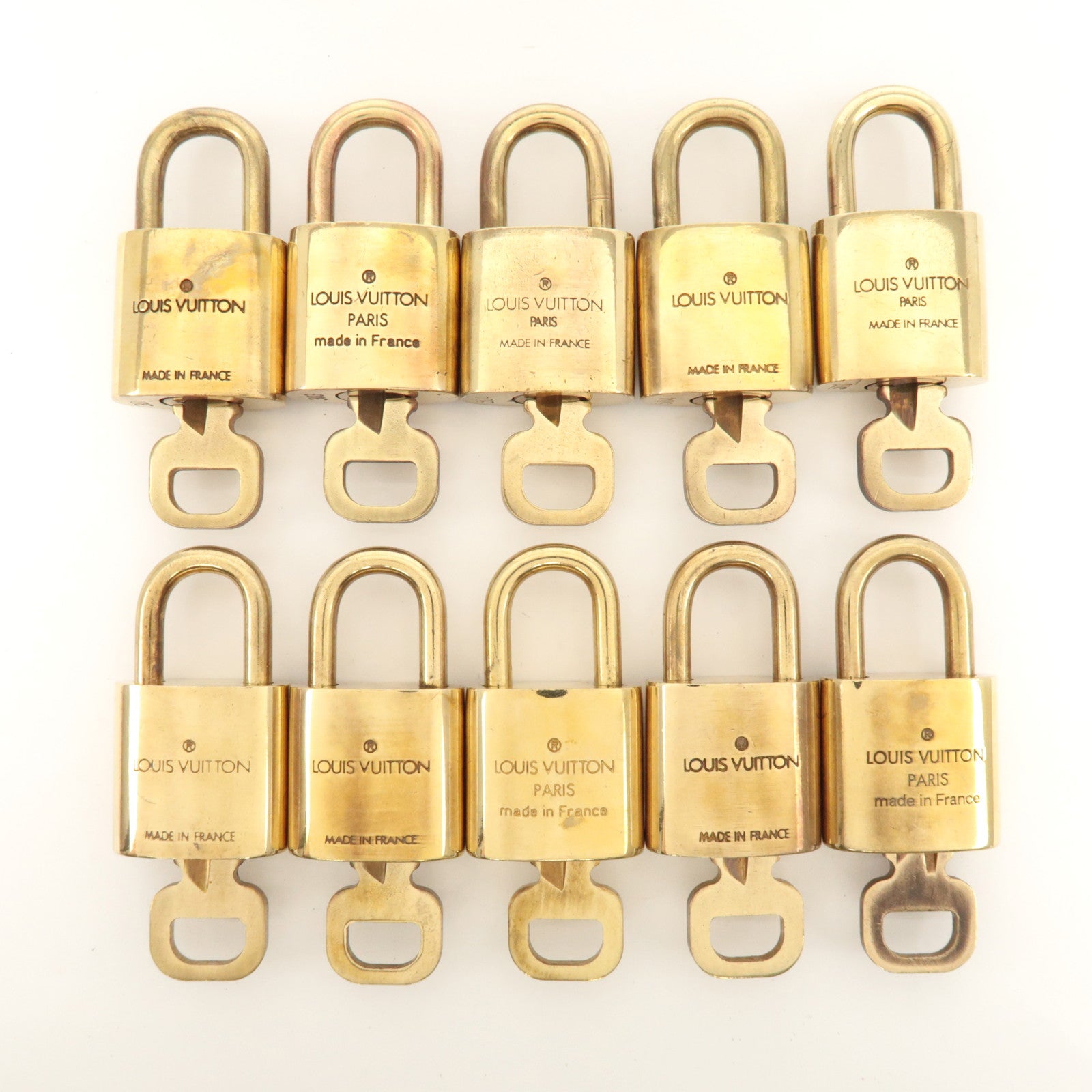 Louis Vuitton Set of 10 Lock & Key Cadena Key Lock Metal Gold Used