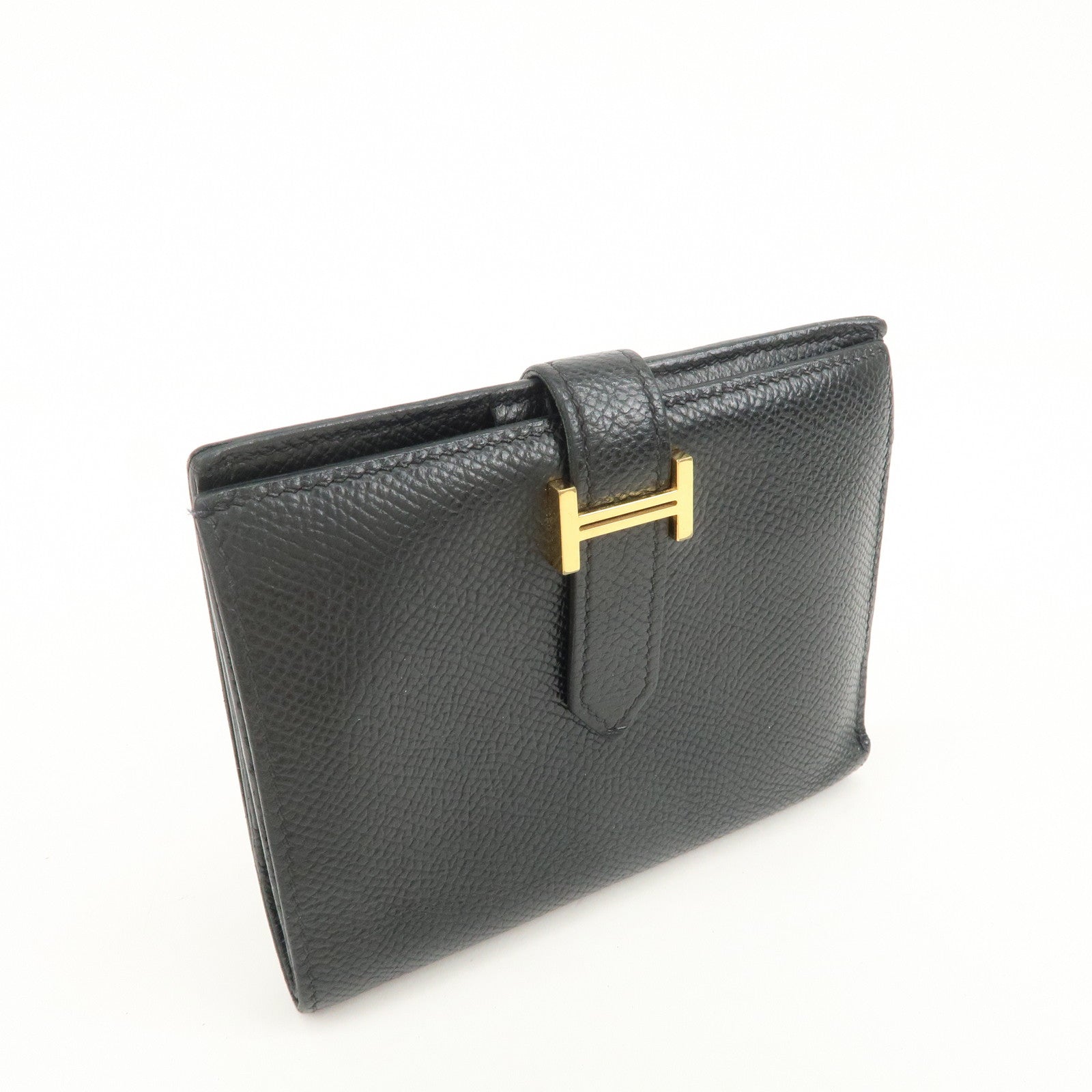 HERMES Bearn Mini Veau Epsom Bi-fold Compact Wallet Z Stamped Black