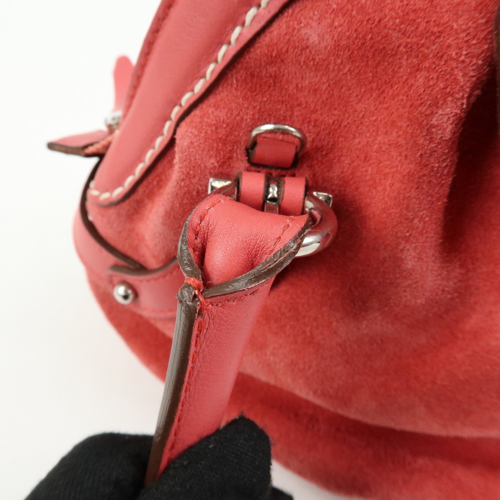 Ferragamo Gancini Suede Leather Small Hand Bag Pink