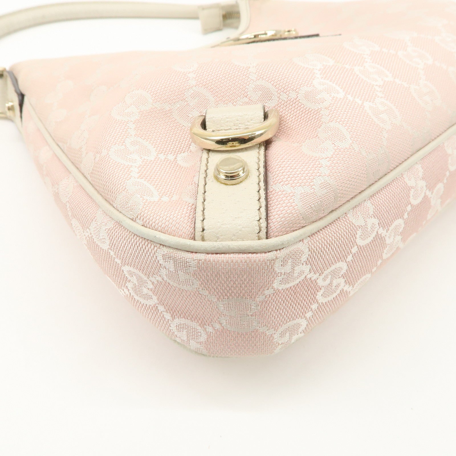GUCCI Abbey GG Canvas Leather Shoulder Bag Ivory Pink 130738 Used