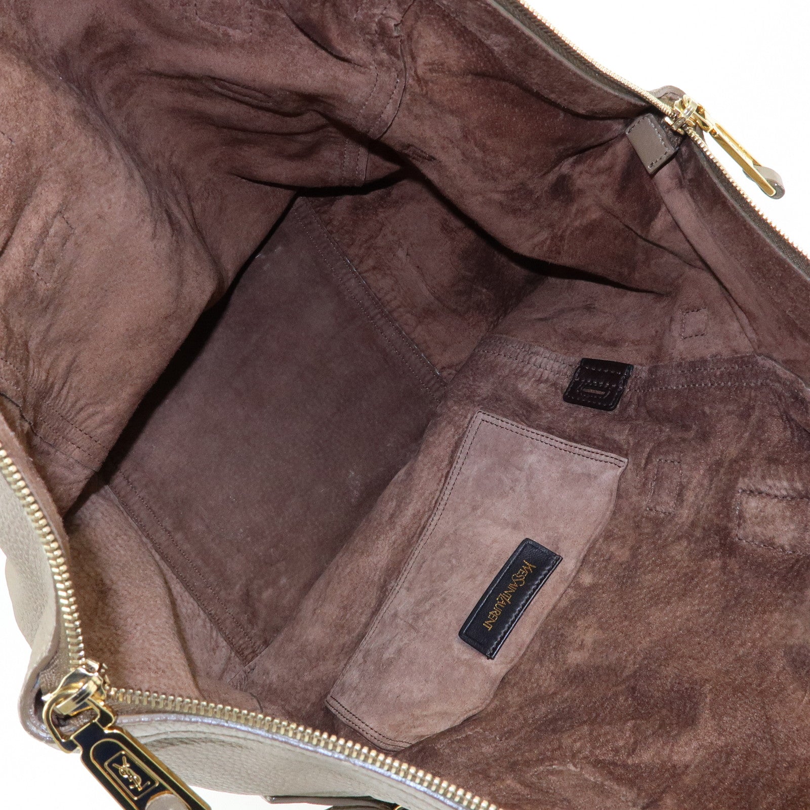 SAINT LAURENT PARIS Y Line Leather Tote Shoulder Bag Brown 257427