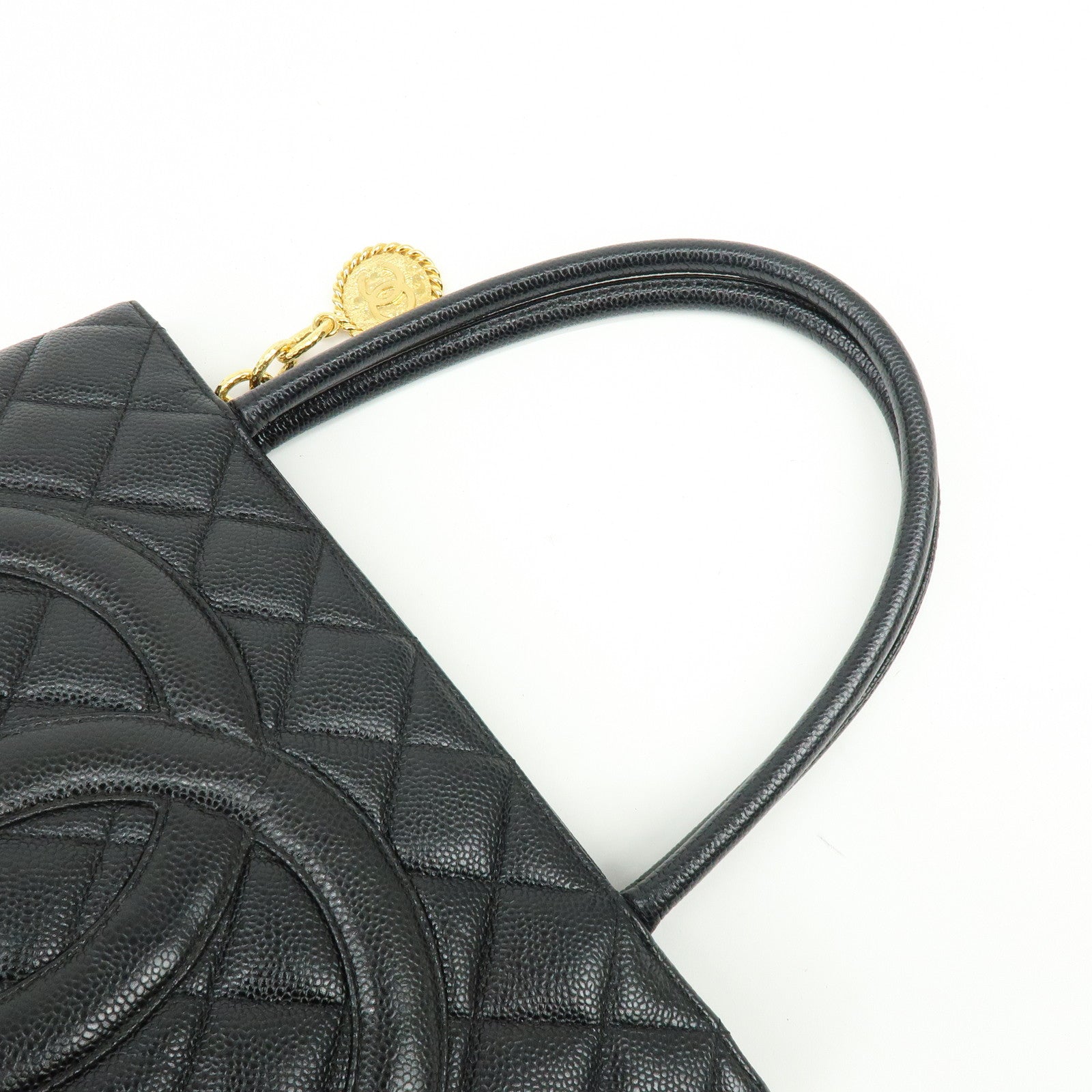 CHANEL Matelasse COCO Mark Medallion Caviar Skin Tote Bag A01804