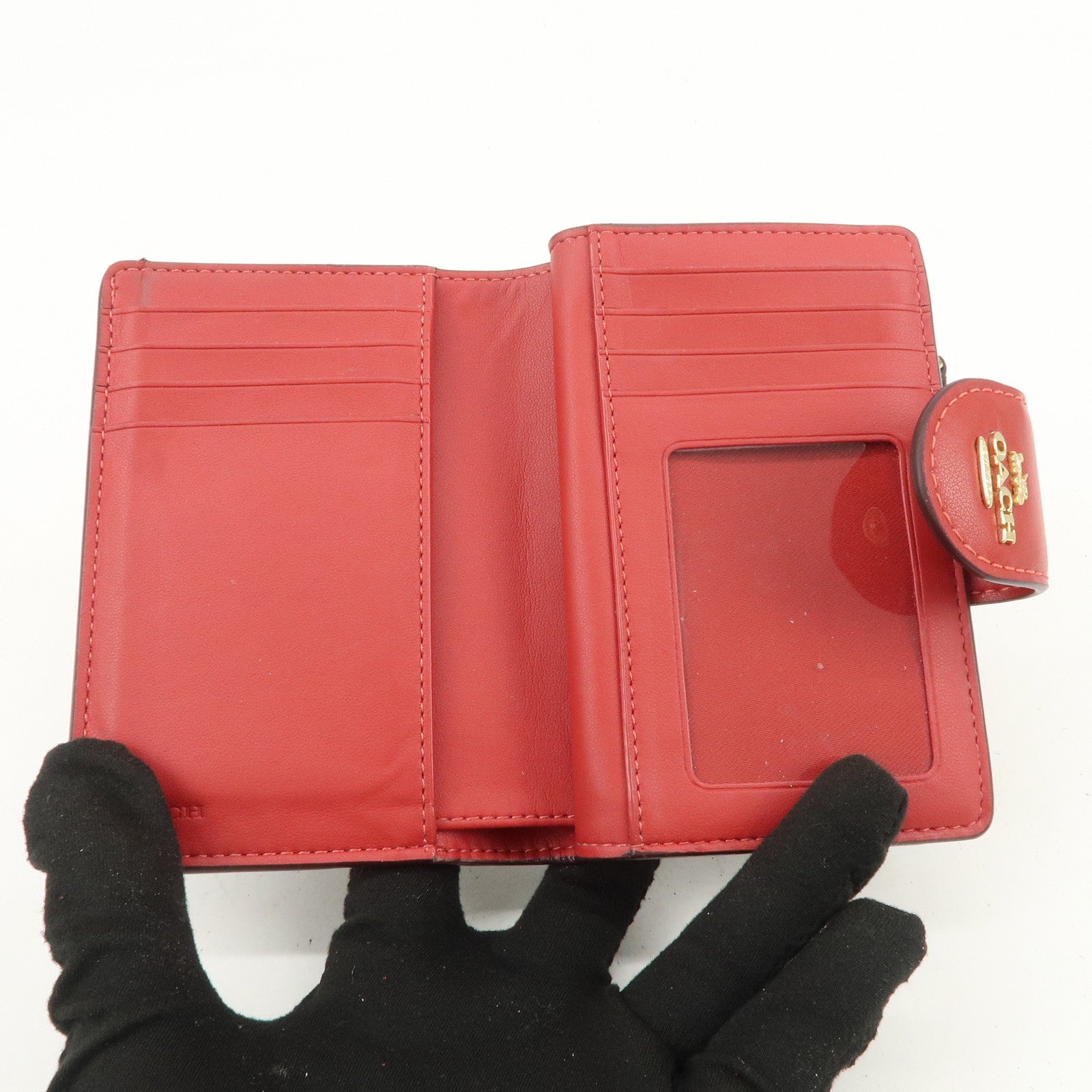 COACH Set of 5 Signature PVC Leather Compact Wallets Brown Red