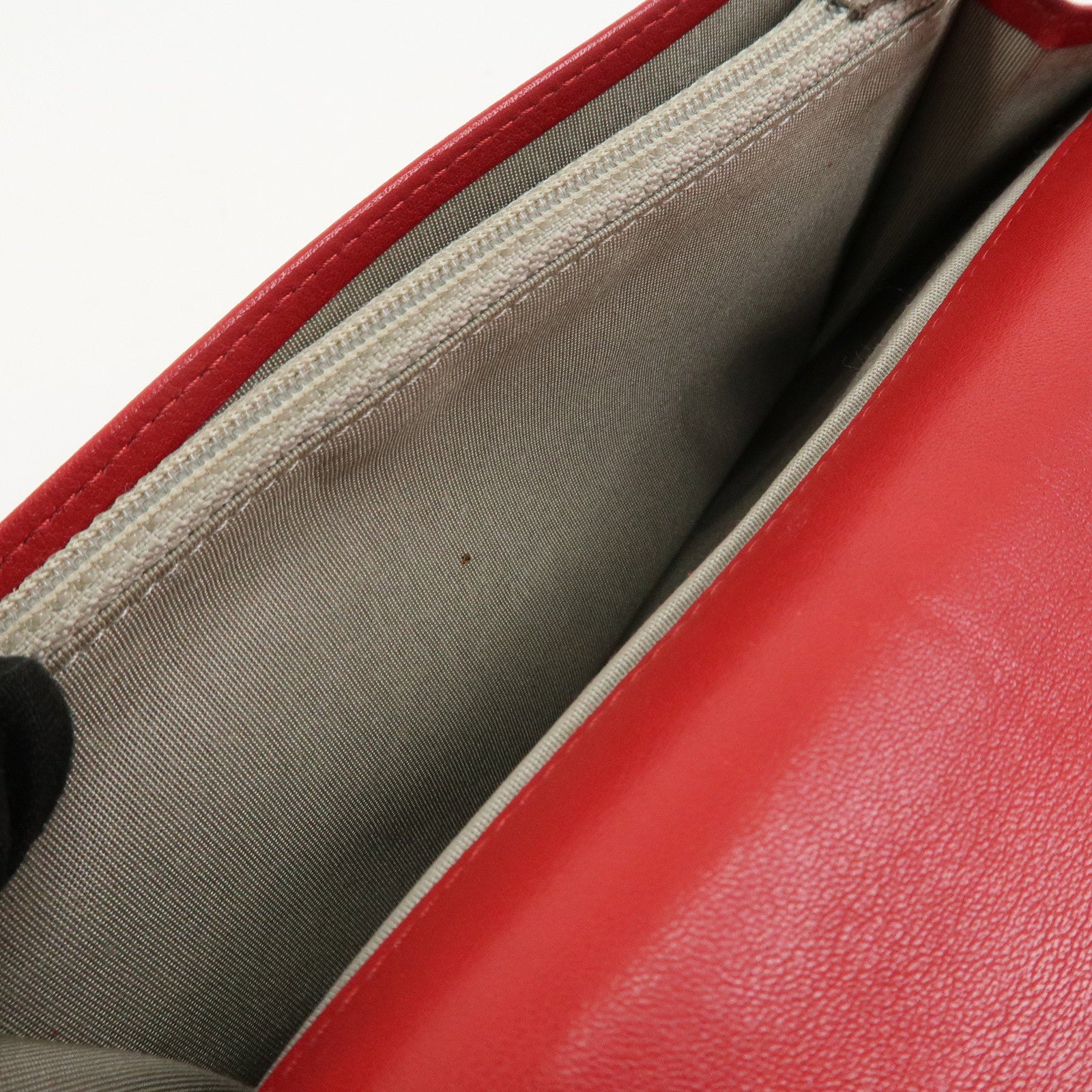 CHANEL COCO Mark Caviarskin Bi-Fold Long Wallet Red