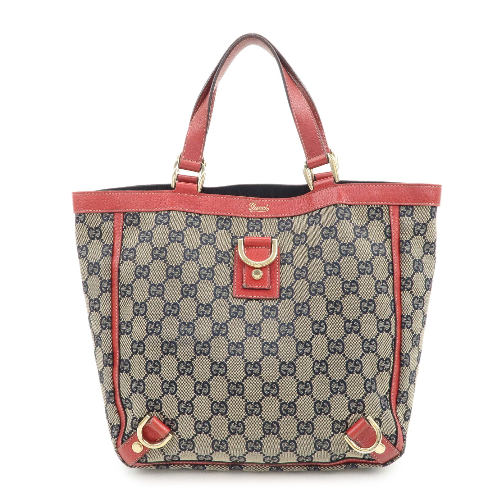 GUCCI Abbey GG Canvas Leather Hand Bag Red Navy 130739