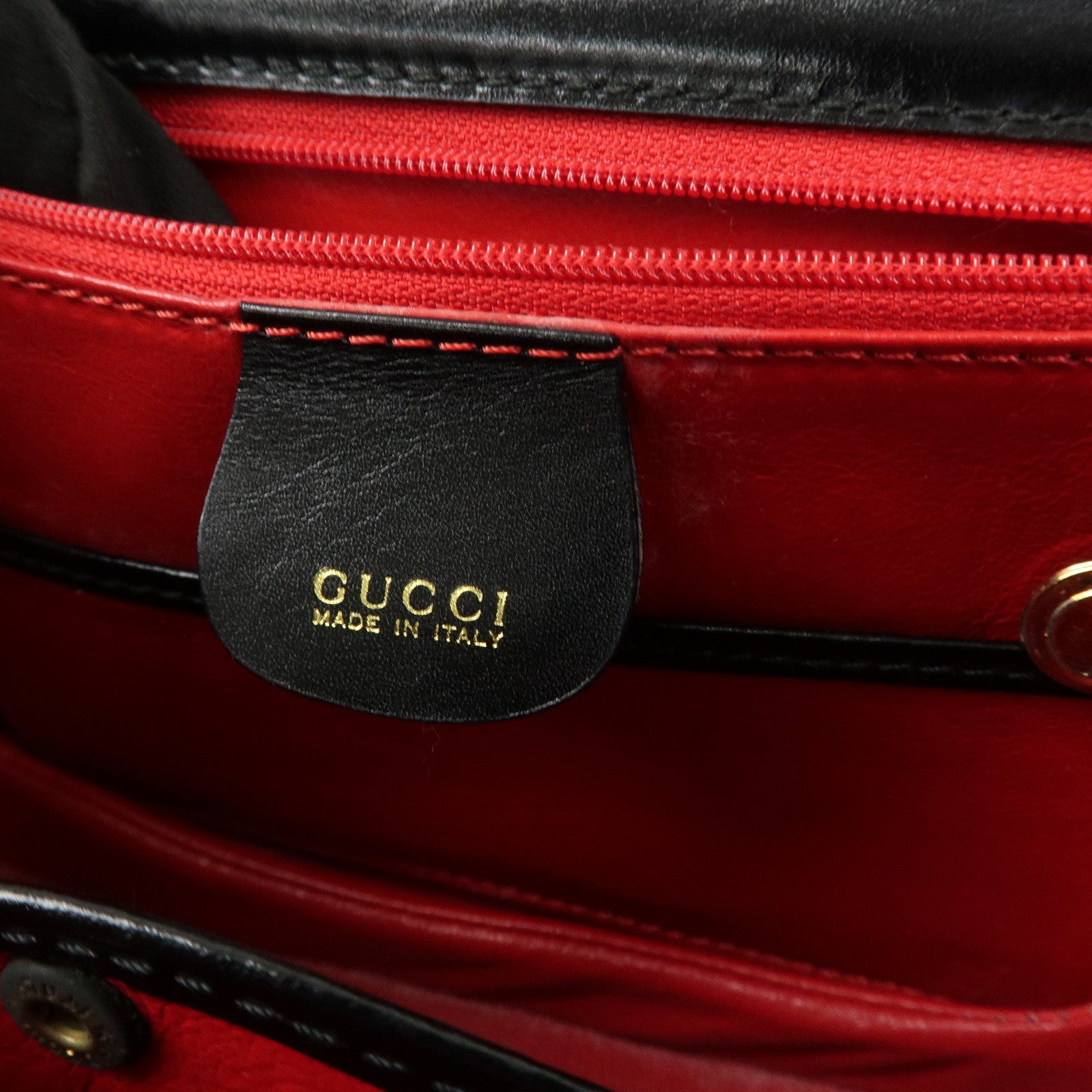 GUCCI Bamboo Logo Leather 2WAY Bag Hand Bag Black 000 2046