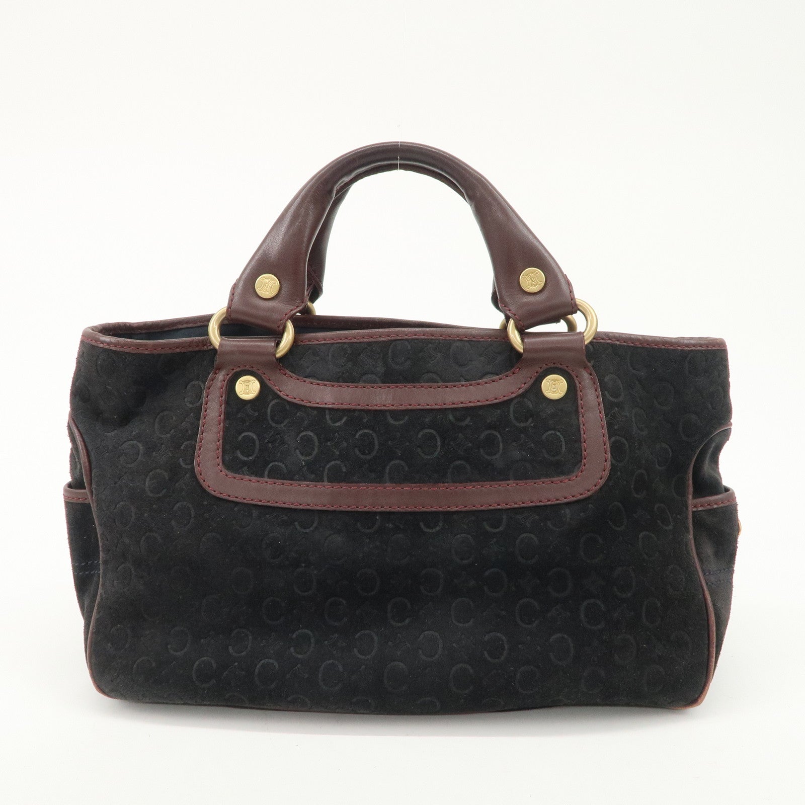 CELINE C Macadam Suede Leather Boogie Bag Bordeaux Black