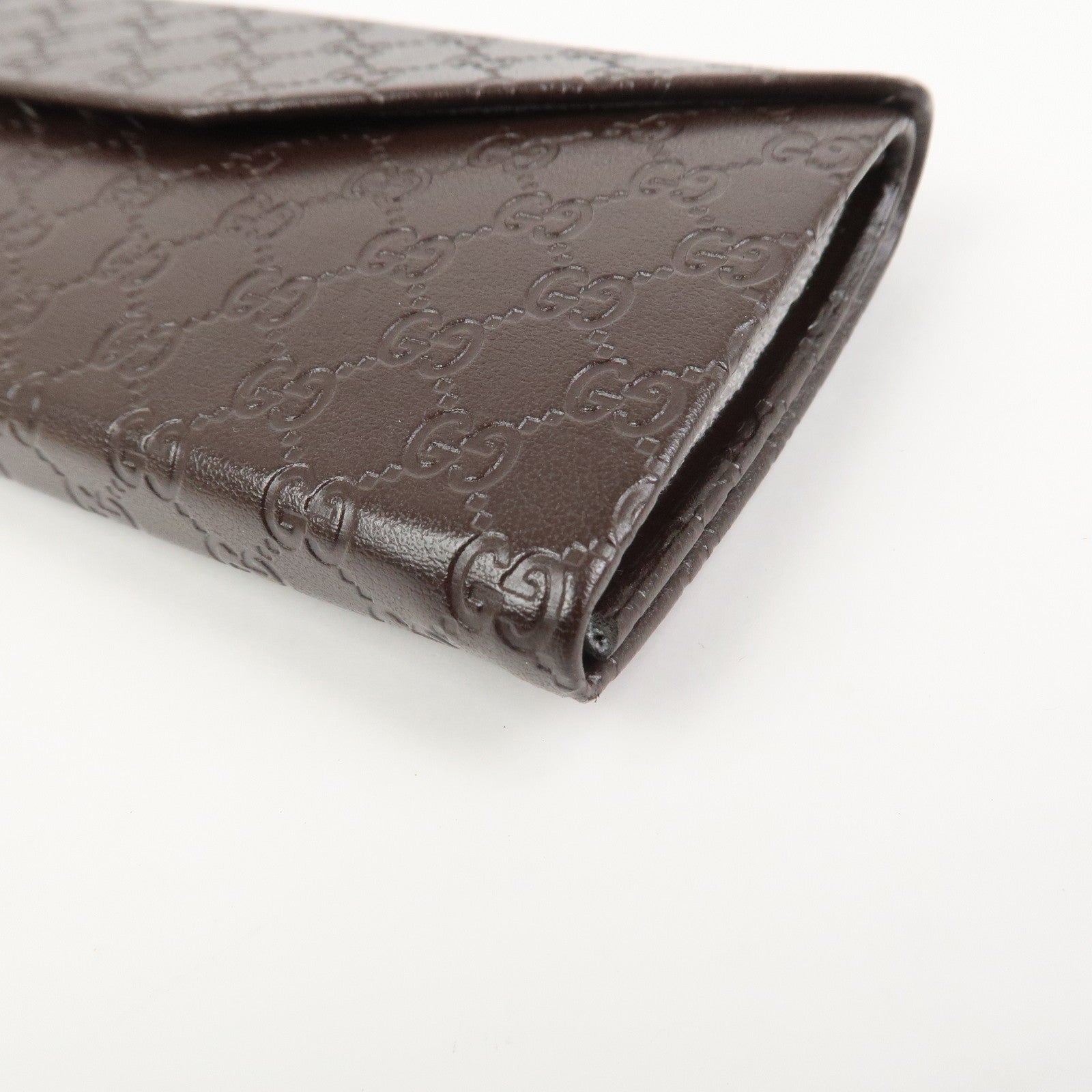GUCCI Micro Guccissima Leather Glasses Case Dark Brown