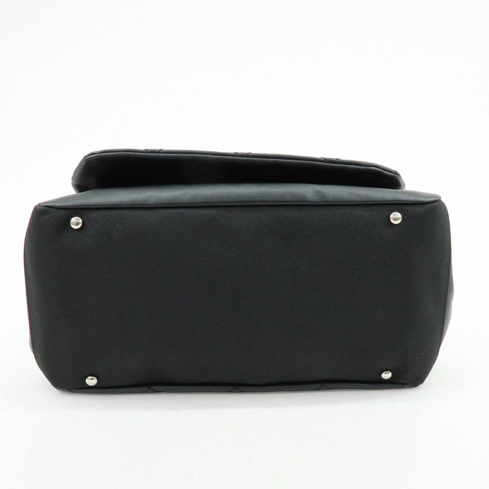 CHANEL Paris Biarritz PVC Coated Canvas Leather Shoulder Bag Black