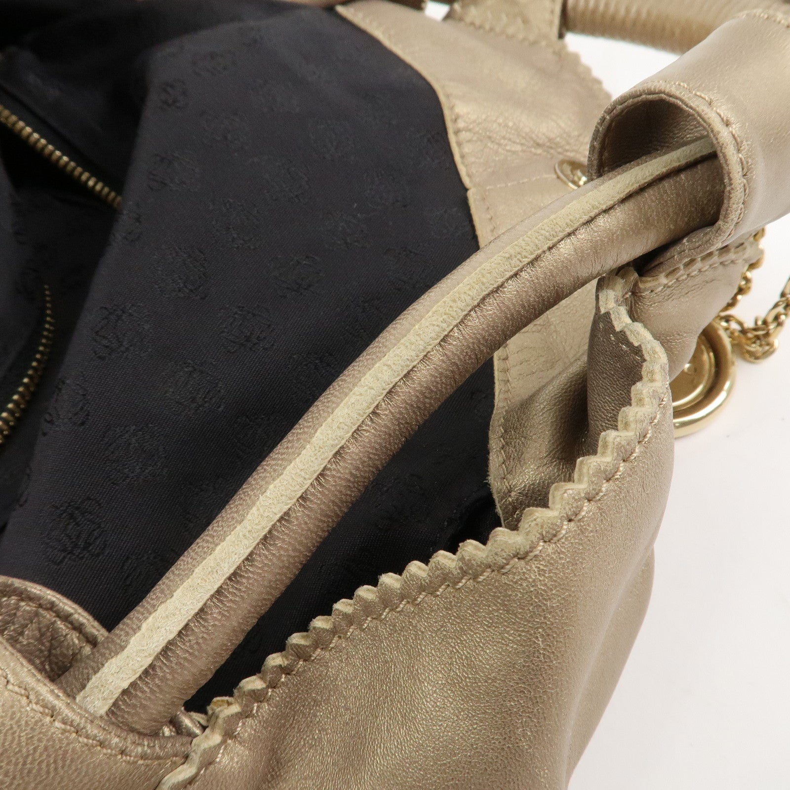 LOEWE Anagram Nappa Aire Leather Charm Hand Bag Tote Bag Gold