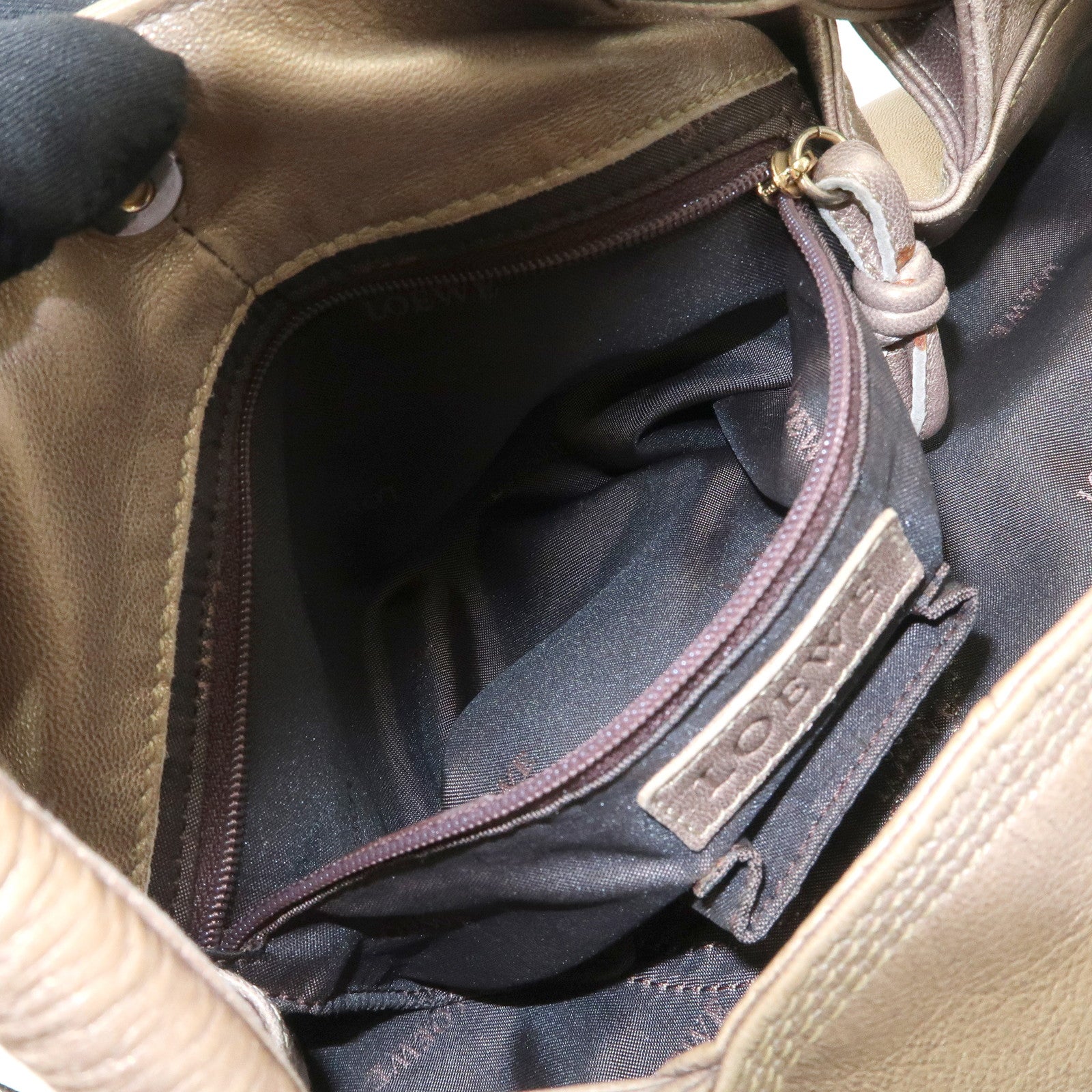 LOEWE Anagram Nappa Aire Leather Hand Bag Shoulder Bag Gold Used