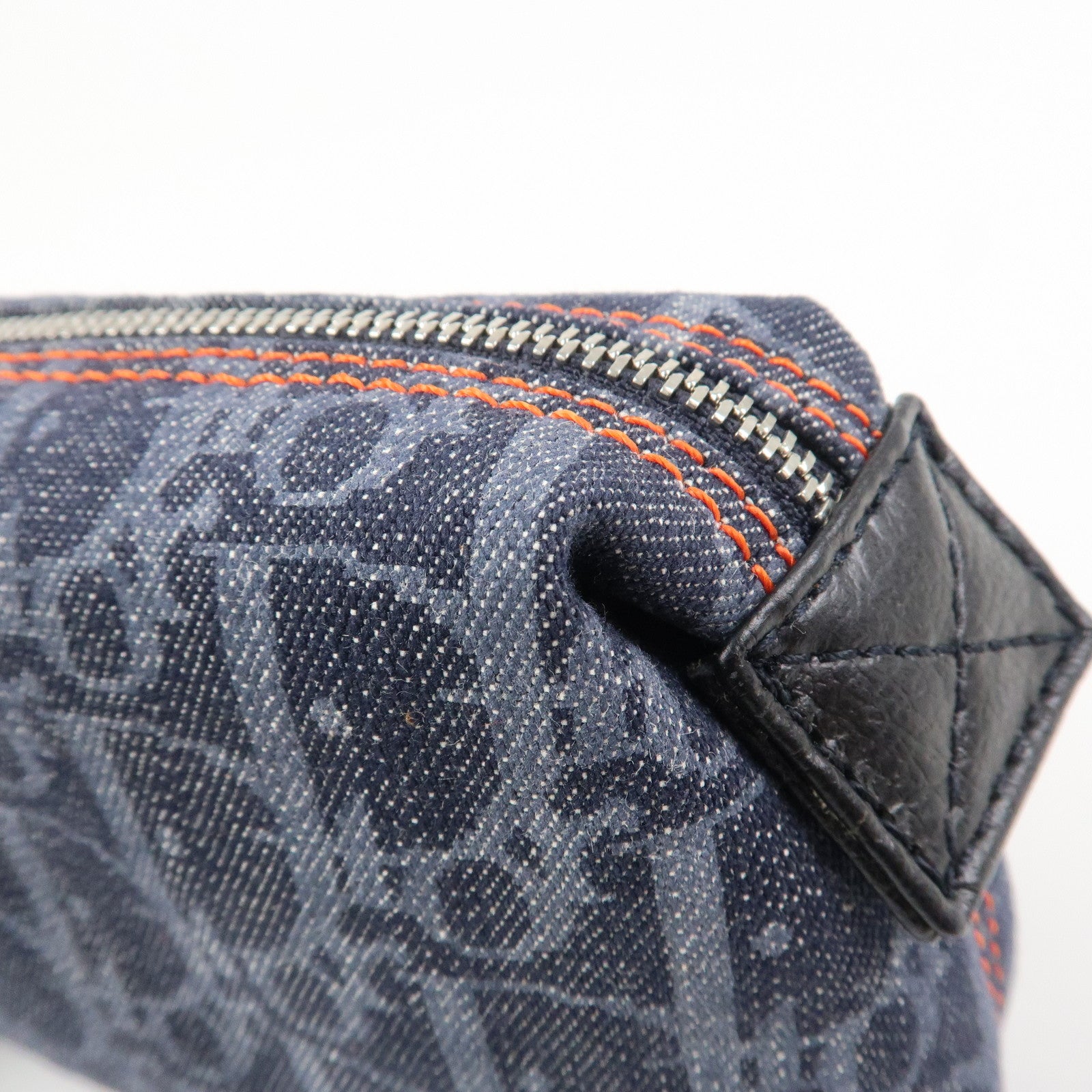 Christian Dior Denim Cosmetic Pouch Indigo Blue Orange