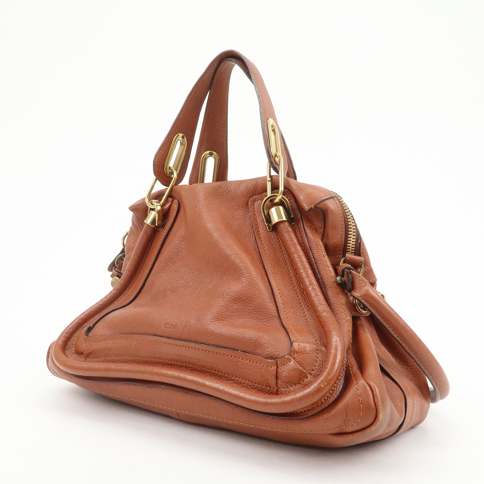 Chloe Paraty Leather 2Way Bag Shoulder Bag Hand Bag Brown