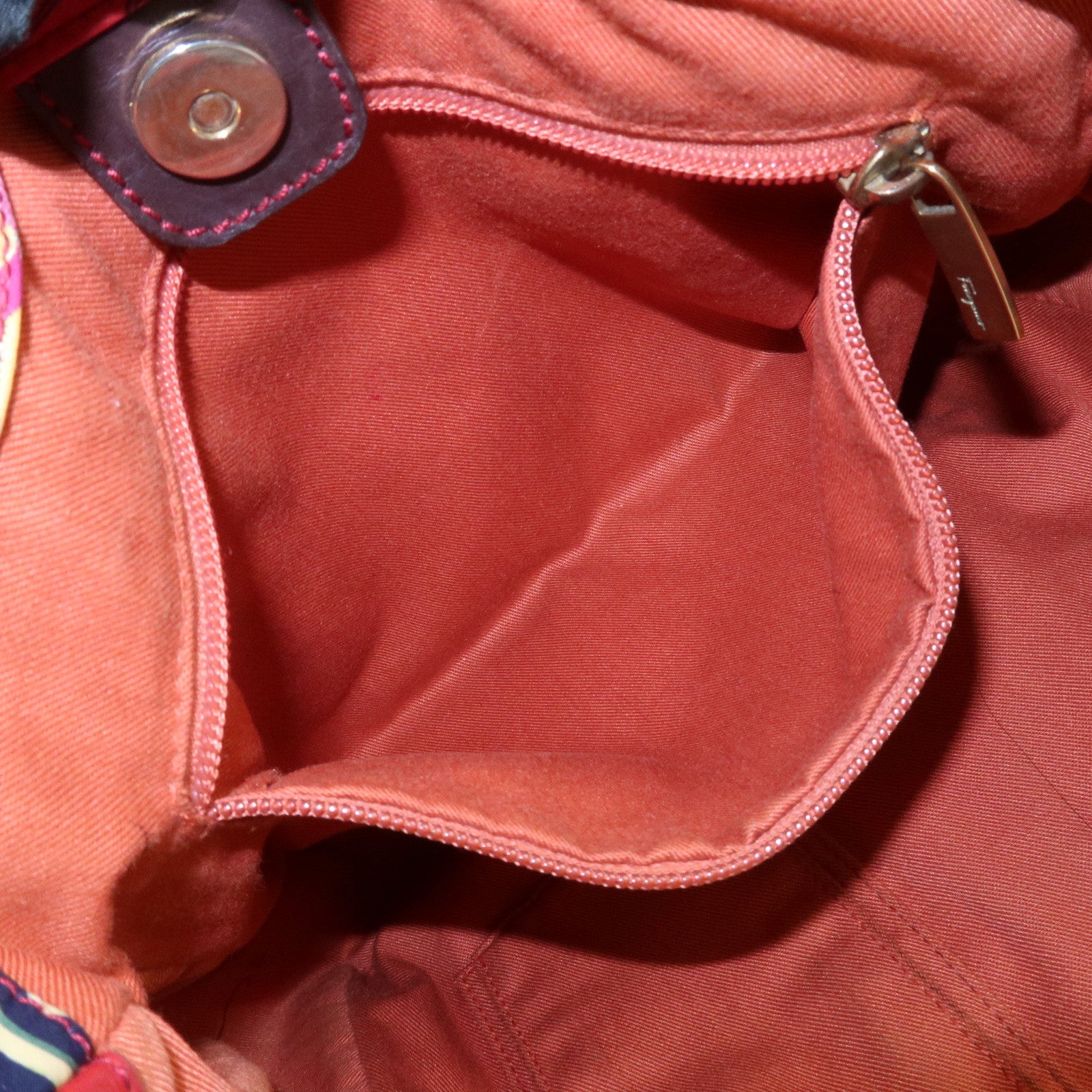 Ferragamo Gancini Leather Nylon Shoulder Bag Tote Bag Multicolor