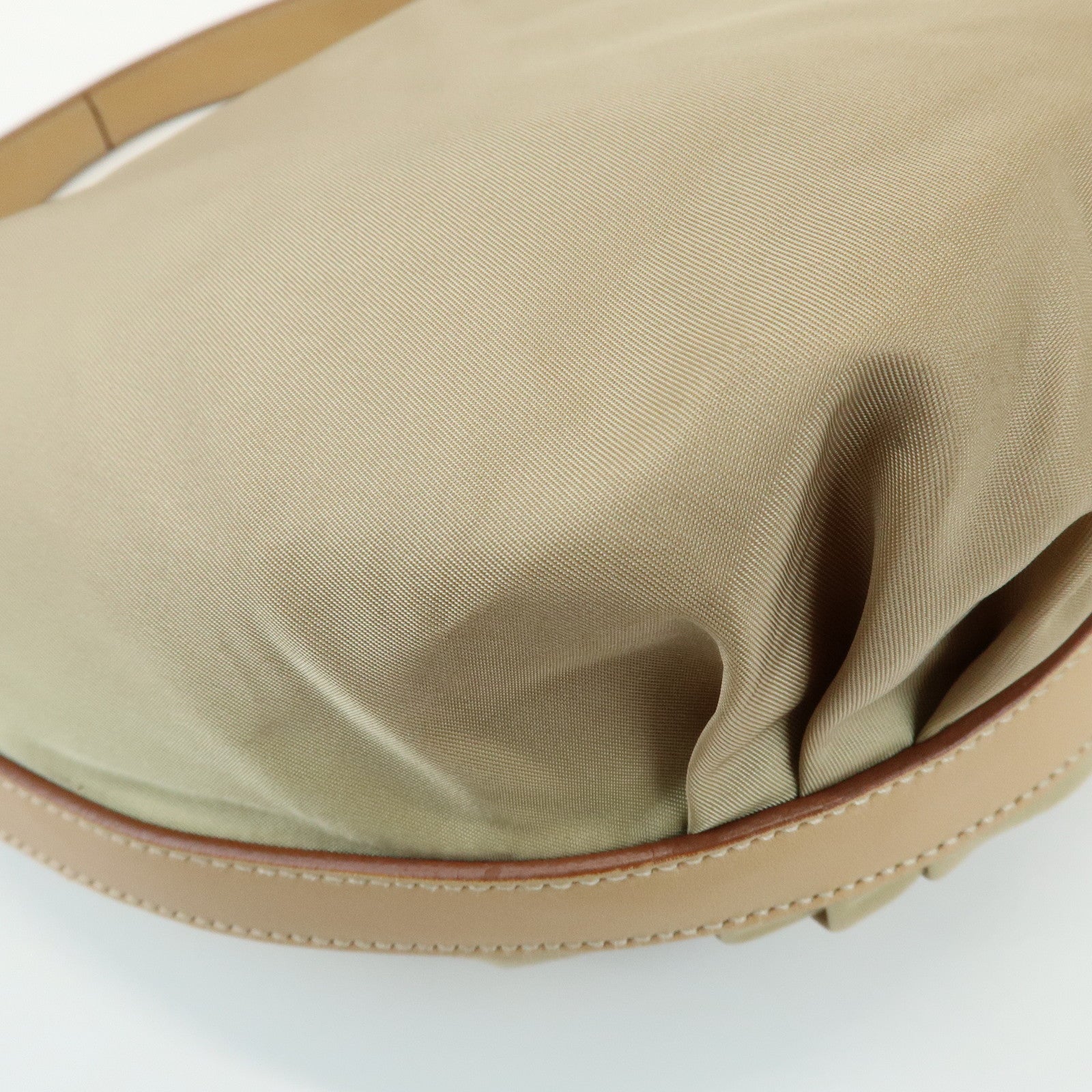 PRADA Logo Nylon Leather Shoulder Bag Hand Bag Beige BR3315