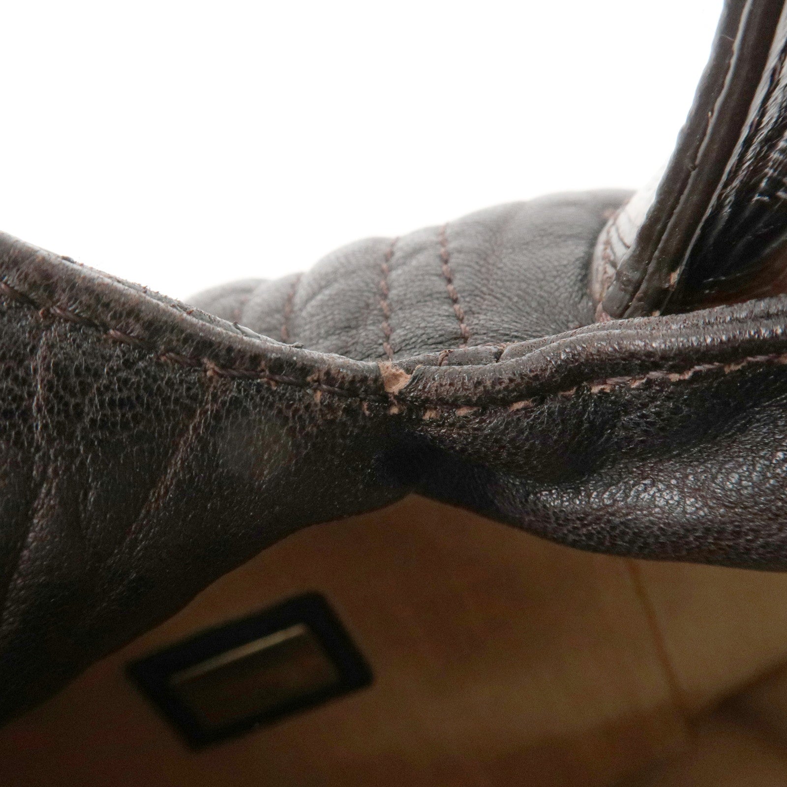 FENDI Zucca Mini Spy Canvas Leather Hand Bag Brown Black 8BR589 Used