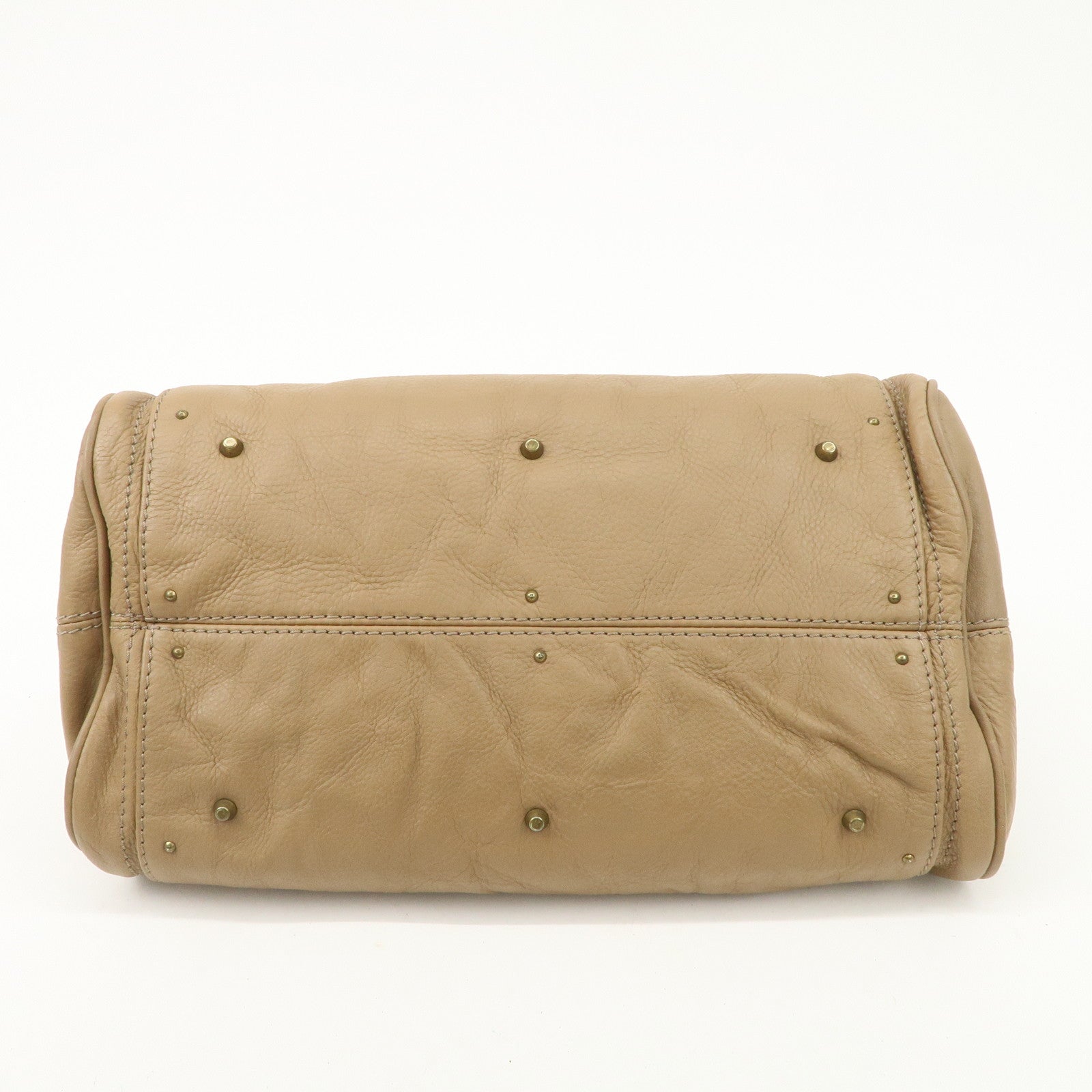Chloe Paddington Leather Hand Bag Shoulder Bag Medium Beige Used