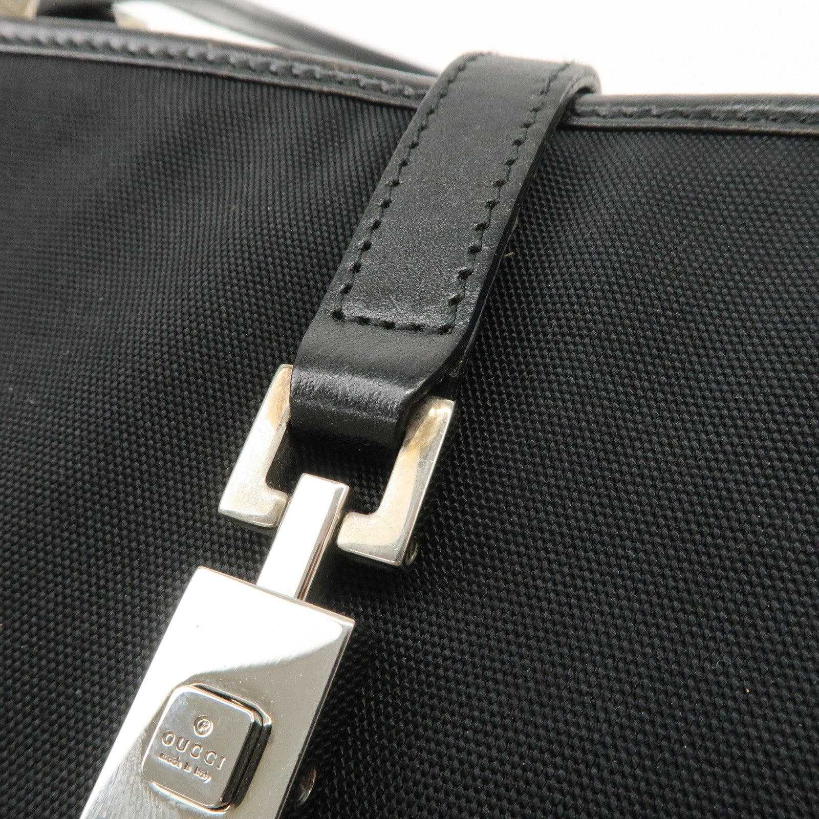 GUCCI Jackie Canvas Leather Tote Bag Shoulder Bag Black 002.1073 Used