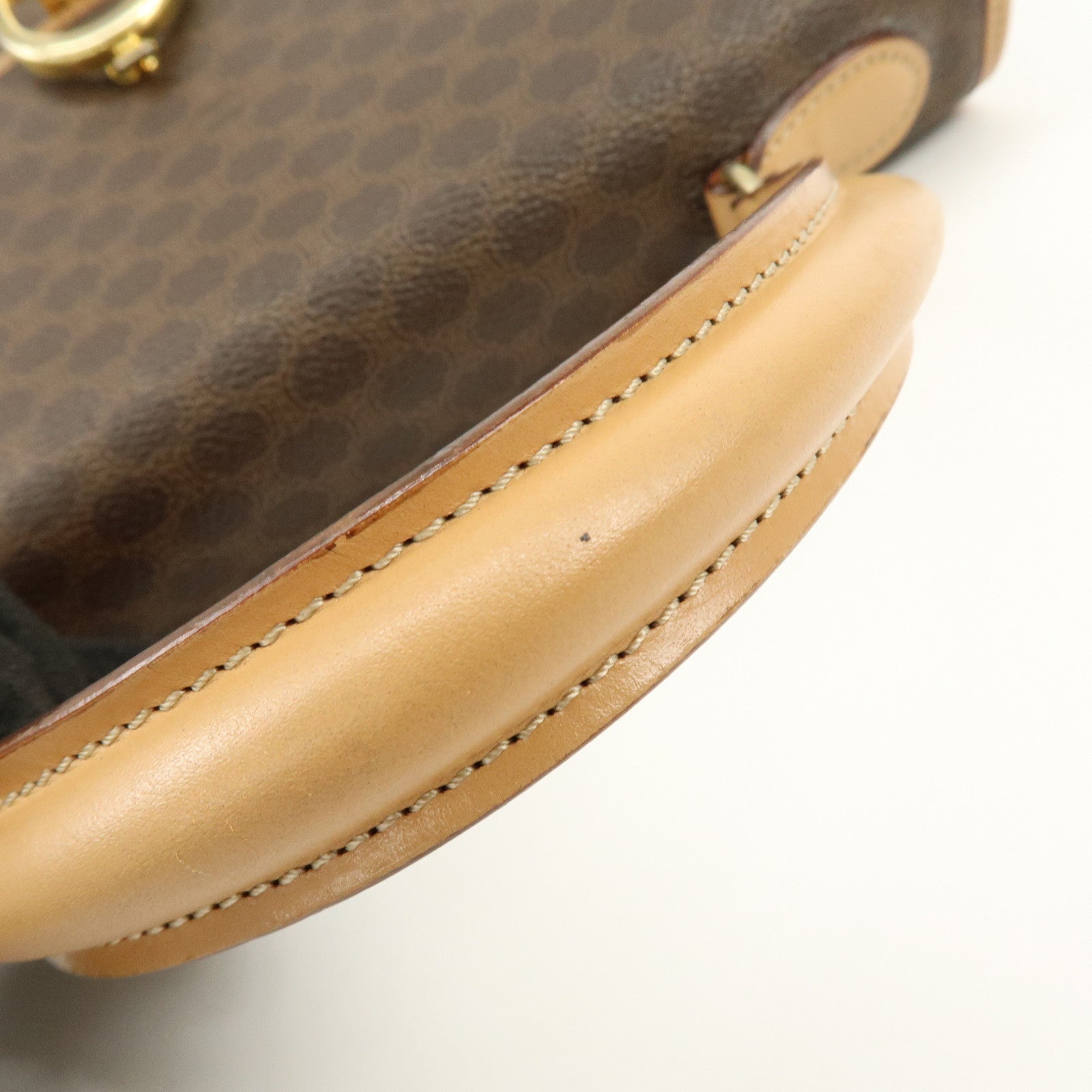 CELINE Macadam PVC Leather Hand Bag Brown Beige