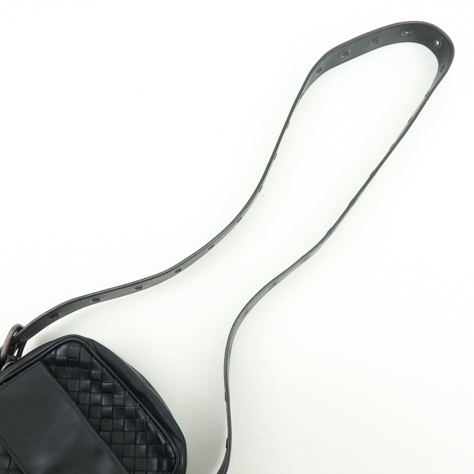 BOTTEGA VENETA Intrecciato Leather Shoulder Bag Black 163313