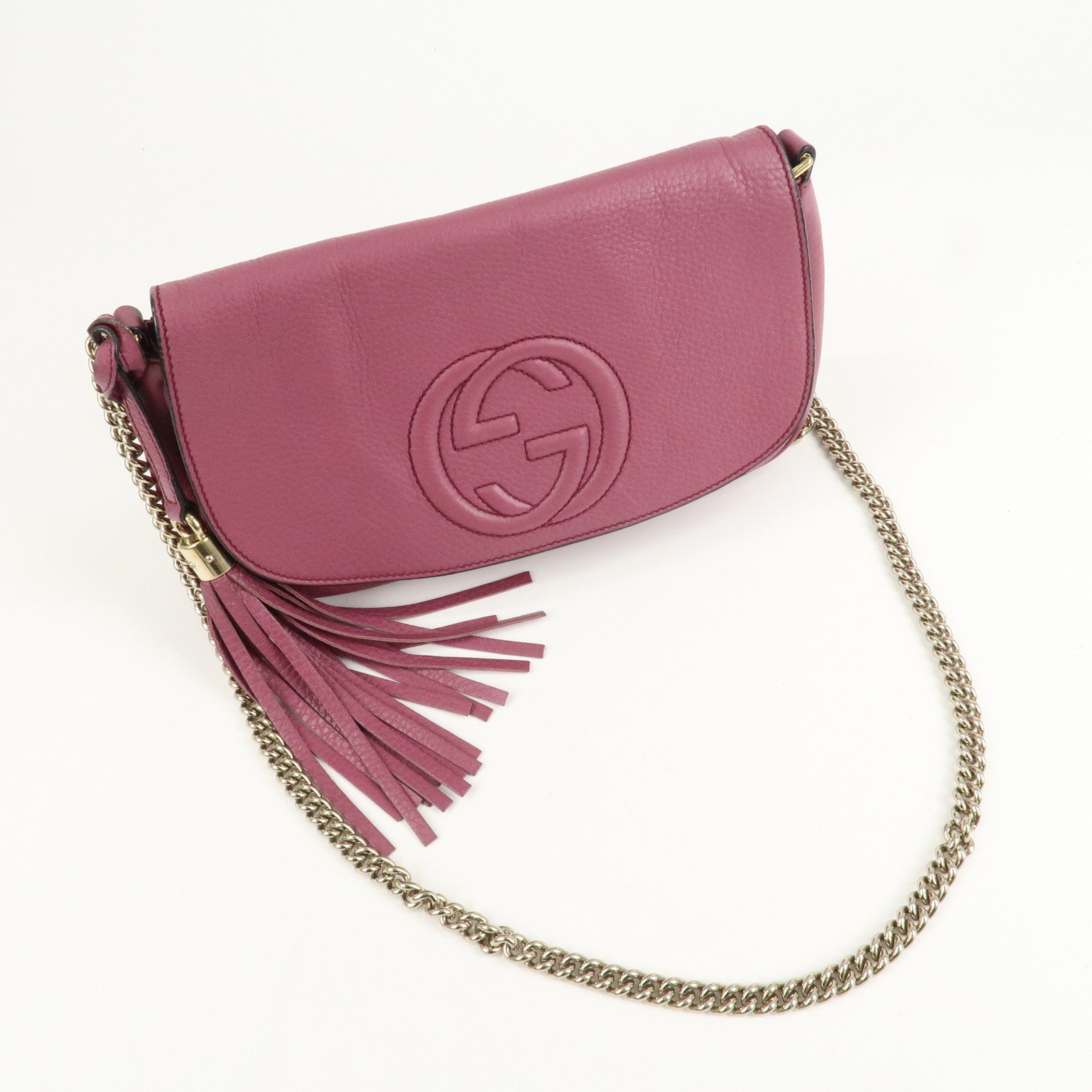 GUCCI SOHO Leather Chain Shoulder Bag Purse Purple 336752