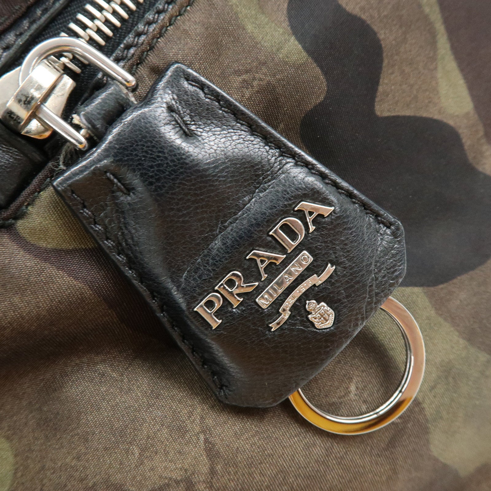 PRADA Triangle Logo Nylon Leather Camouflage Reversible 2Way Bag