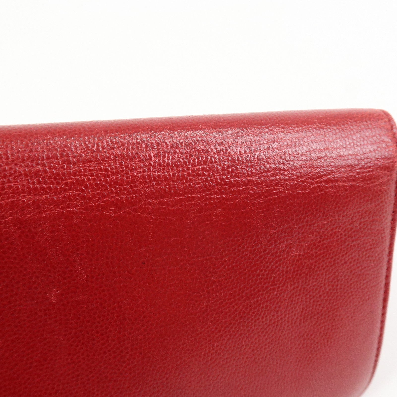 CHANEL COCO Mark Caviarskin Bi-Fold Long Wallet Red