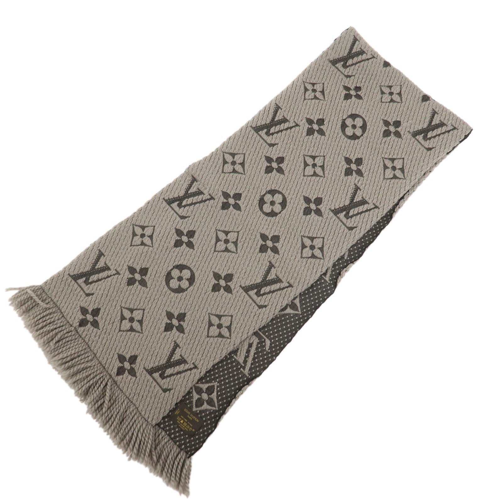 Louis Vuitton Echarpe Logomania Wool Silk Scarf Gray 413287