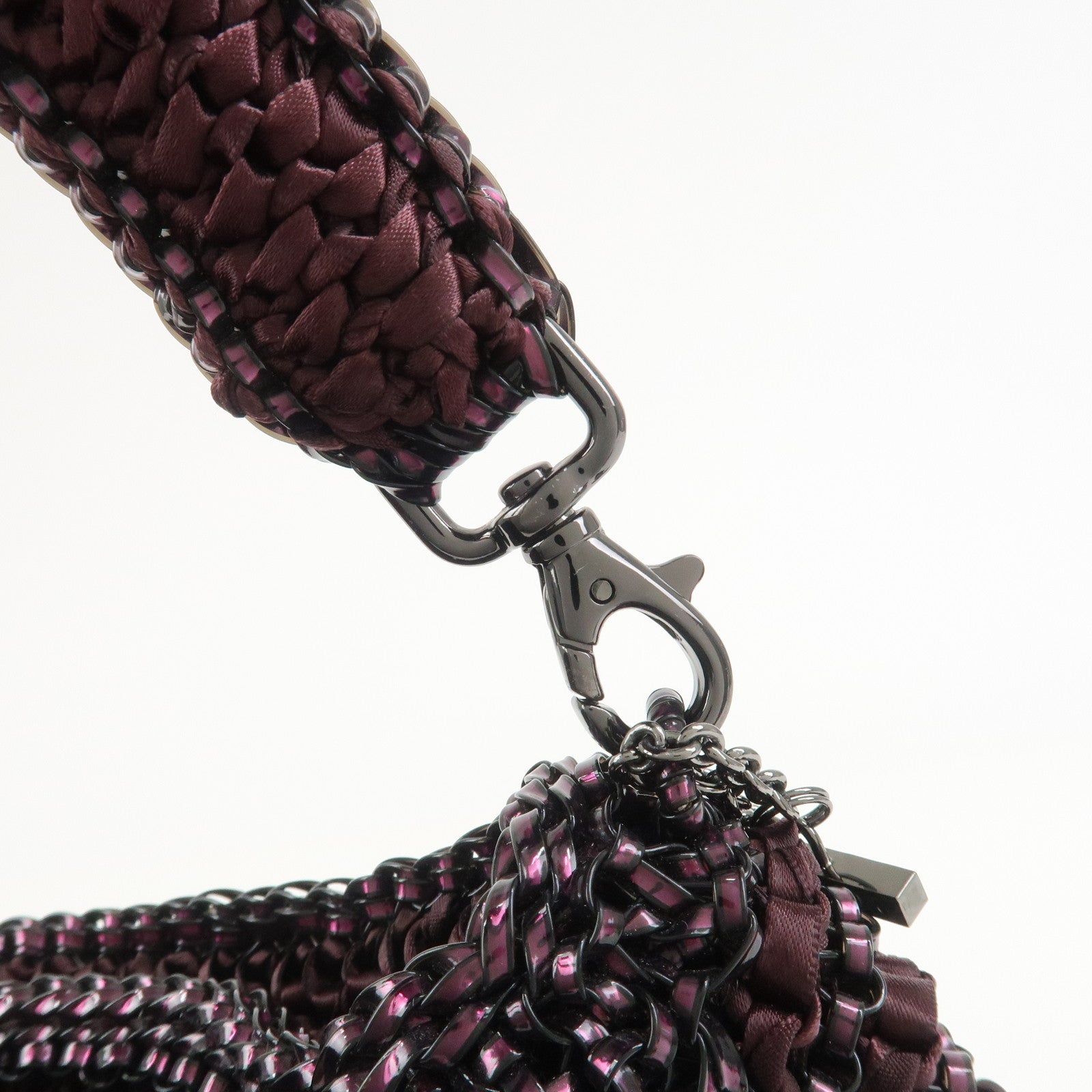 ANTEPRIMA Wire Bag PVC Hand Bag Shoulder Bag Ribbon Black Pink