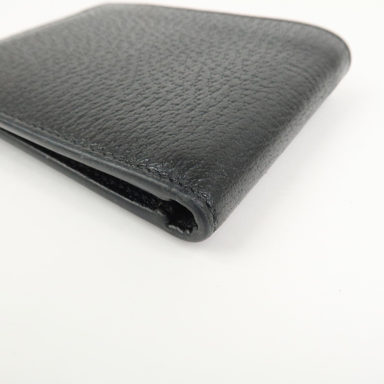 GUCCI Animalier Leather Bi-fold Compact Wallet Black 523664